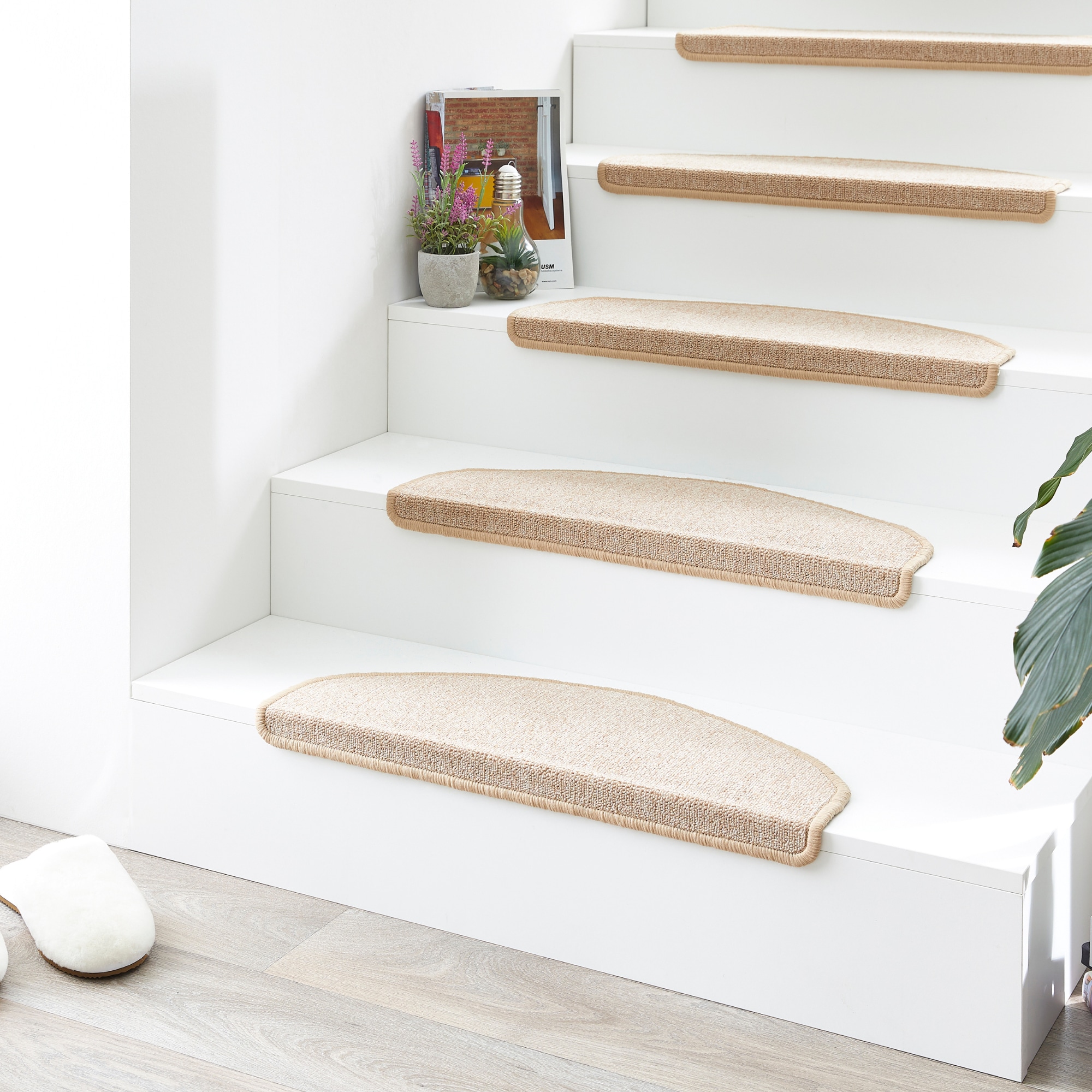 Andiamo Tapis de marche »Rambo, Made in Poland« Semicirculaire 4 mm Höhe boucle chinée, autocollante, 15 pièces dans un set