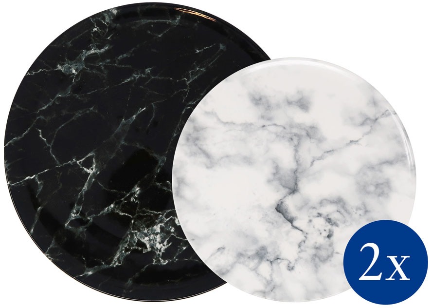Image of like. by Villeroy & Boch Teller-Set »Marmory«, (Set, 4 tlg.), schwarz/weisse Akzente, je 2 Frühstücks- und Speiseteller bei Ackermann Versand Schweiz