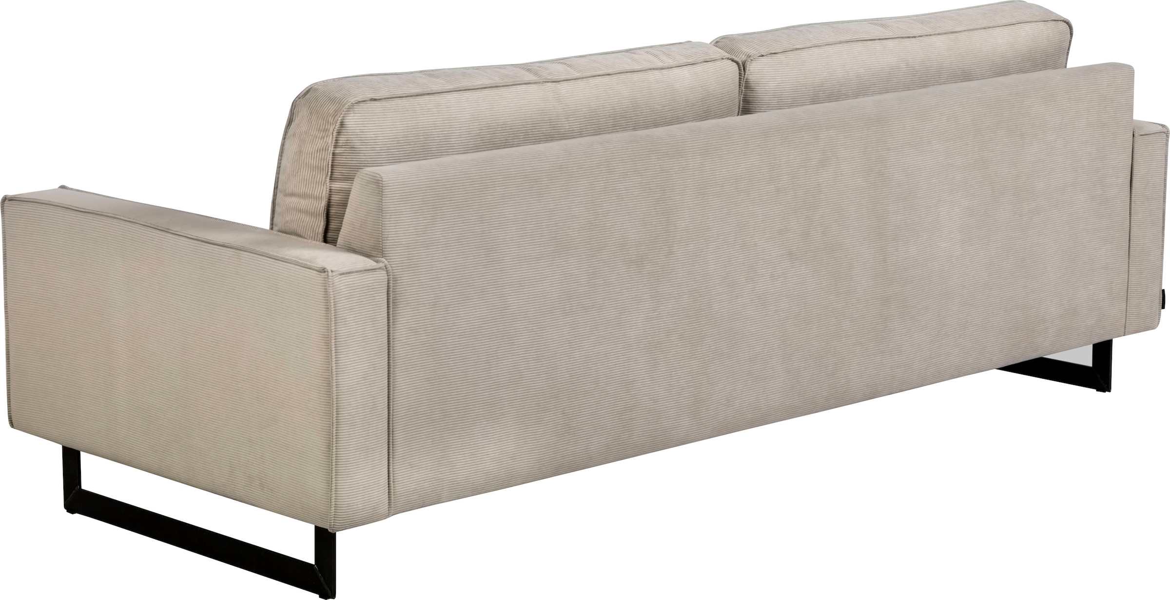 Places of Style 3-Sitzer »Maxi-Ausführung Pinto, 236 cm, Cord, Chenille, Lederoptik«, mit Keder, schwarze Metallfüsse, Wellenunterfederung
