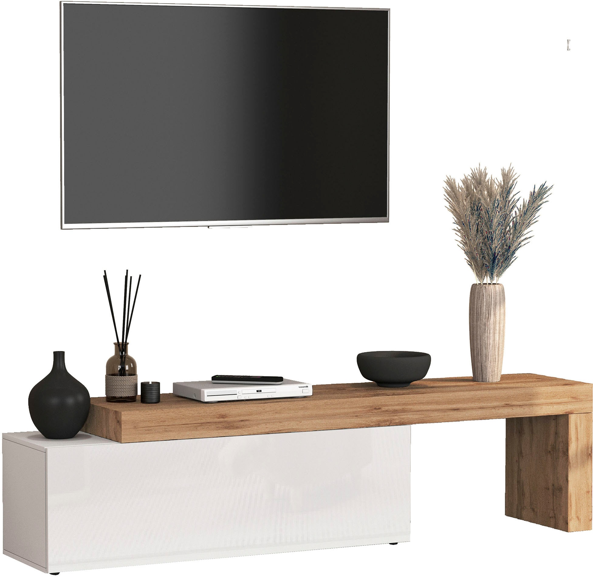 INOSIGN Lowboard »Chronos TV-Board, T-Schrank« Breite verstellbar von 180 bis 290 cm, 1 Stk. tlg. Breite 240 cm TV-Board,Lowboard,1 Klappe und ein L-Förmiger Aufsatz