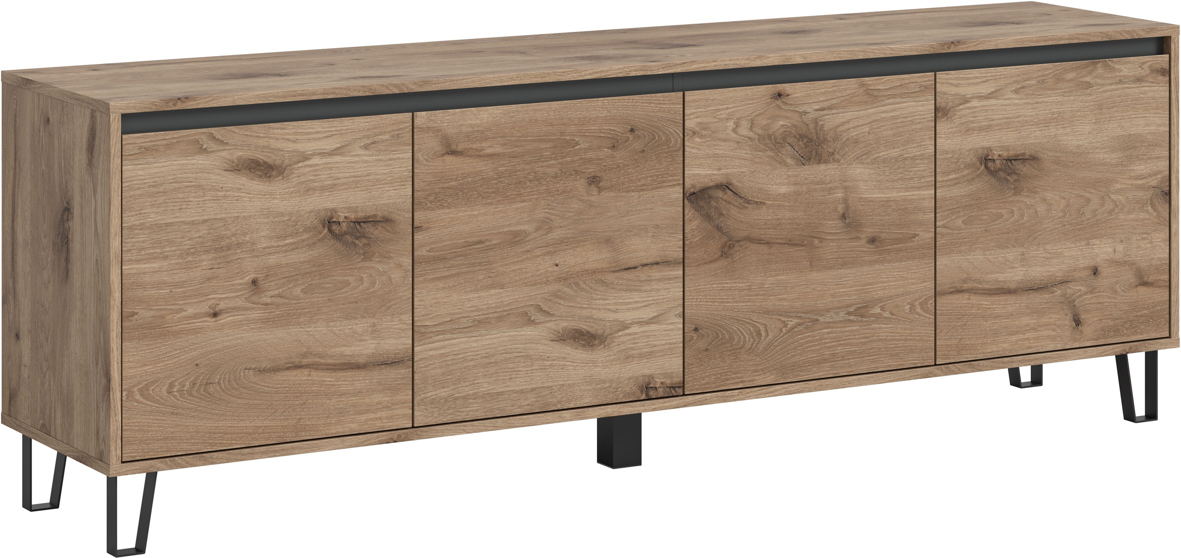 Image of Home affaire Lowboard "BALTIC, Breite 184cm, grifflose Fronten, Metall-Füsse,4 Türen, 4 Fächer" TV-Möbel, TV-Schrank, TV-Lowboard, Mediaboard