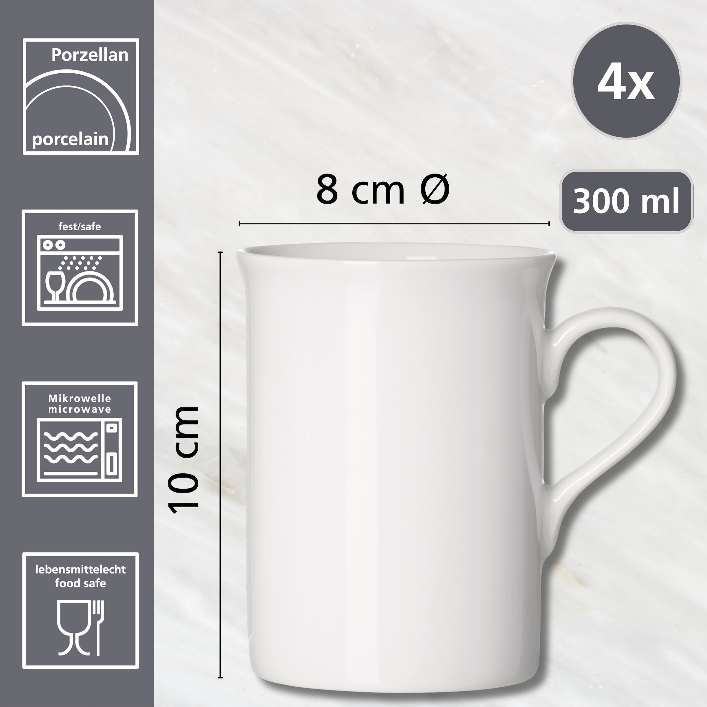 Ritzenhoff & Breker Becher »Bianco« Kaffeebecher, je 300 ml