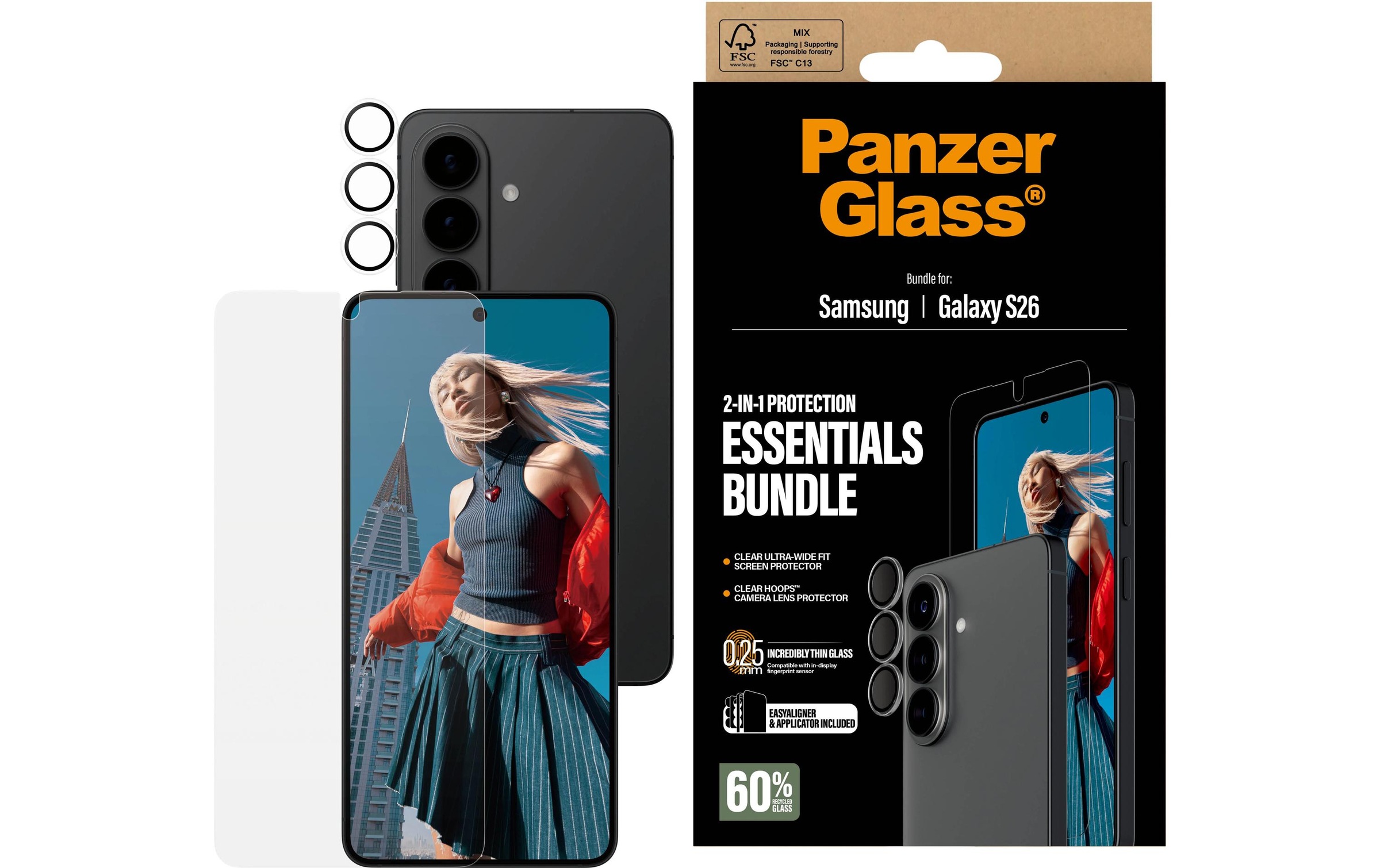 PanzerGlass Verre de protection pour appareil photo »Hoops 2-in-1 Bundle Galaxy S26«