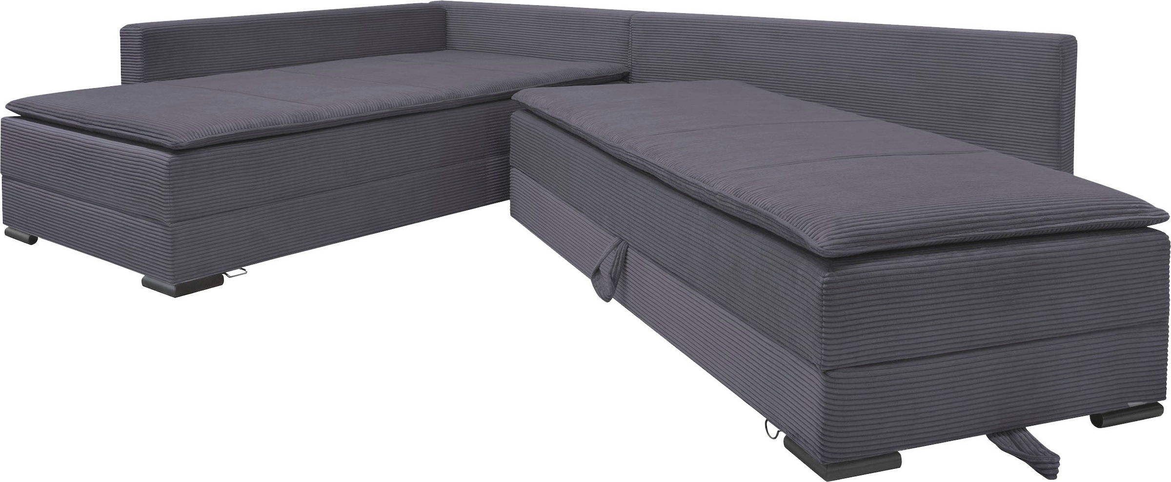 Home affaire Ecksofa »Night & Day L-Form, B: 321 cm, mit Dauer-Schlaffunktion 180x200 cm« Bettfunktion, Bettkasten, Topper & 3 Zierkissen, Boxspringbett in Cord