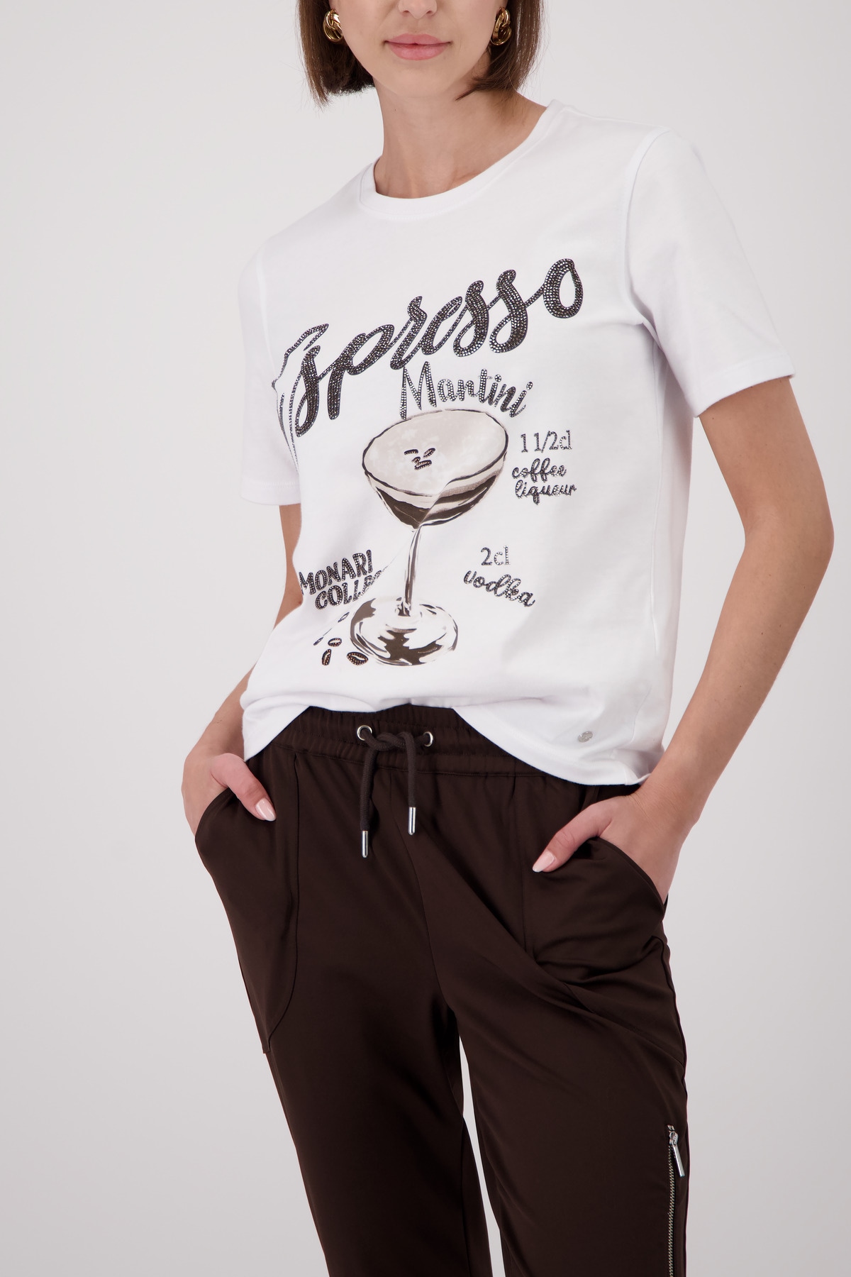 Image of Monari T-Shirt "Shirt Espresso" Regular fit mit Espresso-Print