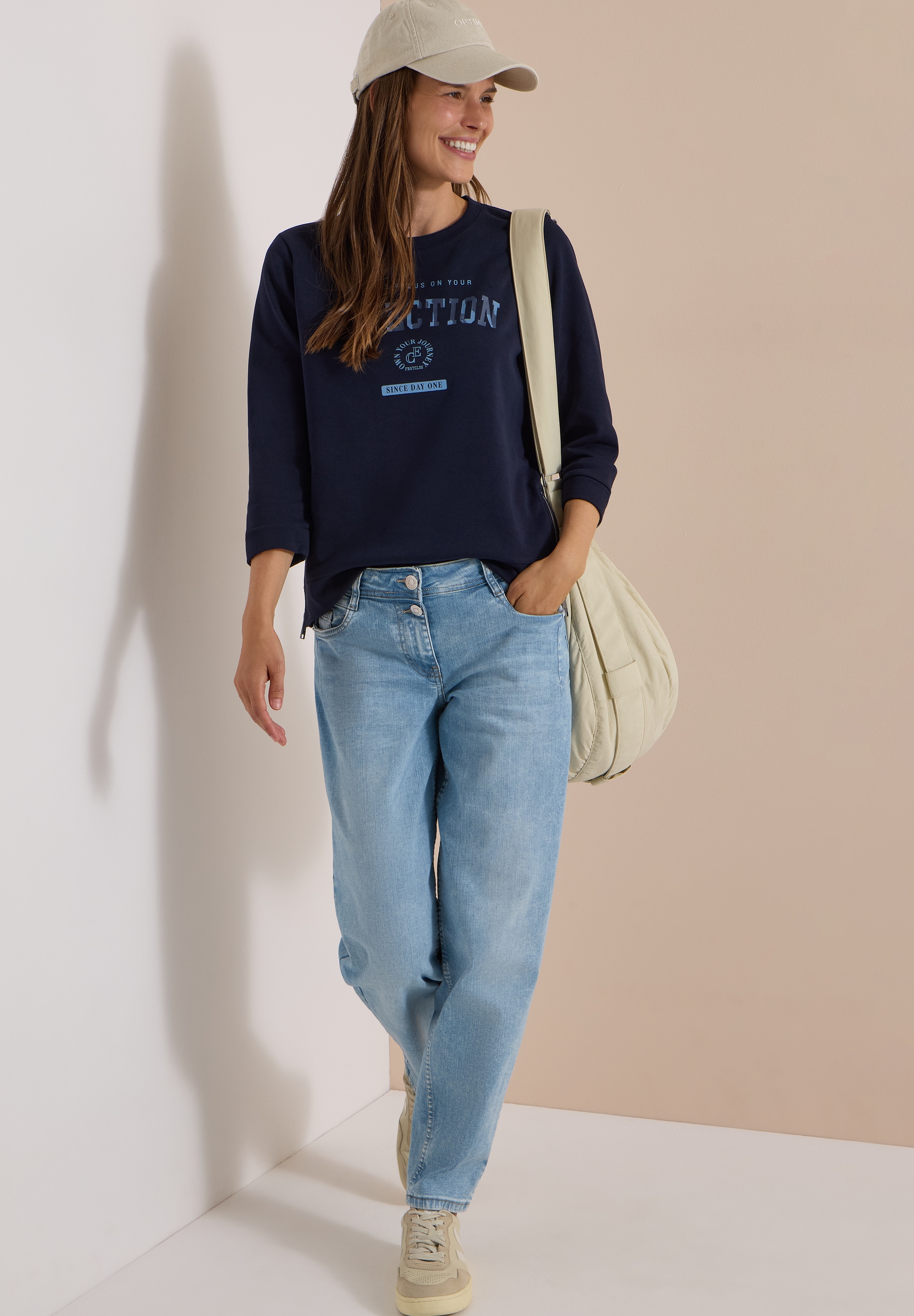 Cecil Sweater , 3/4-Arm mit Rundhals und Wording

