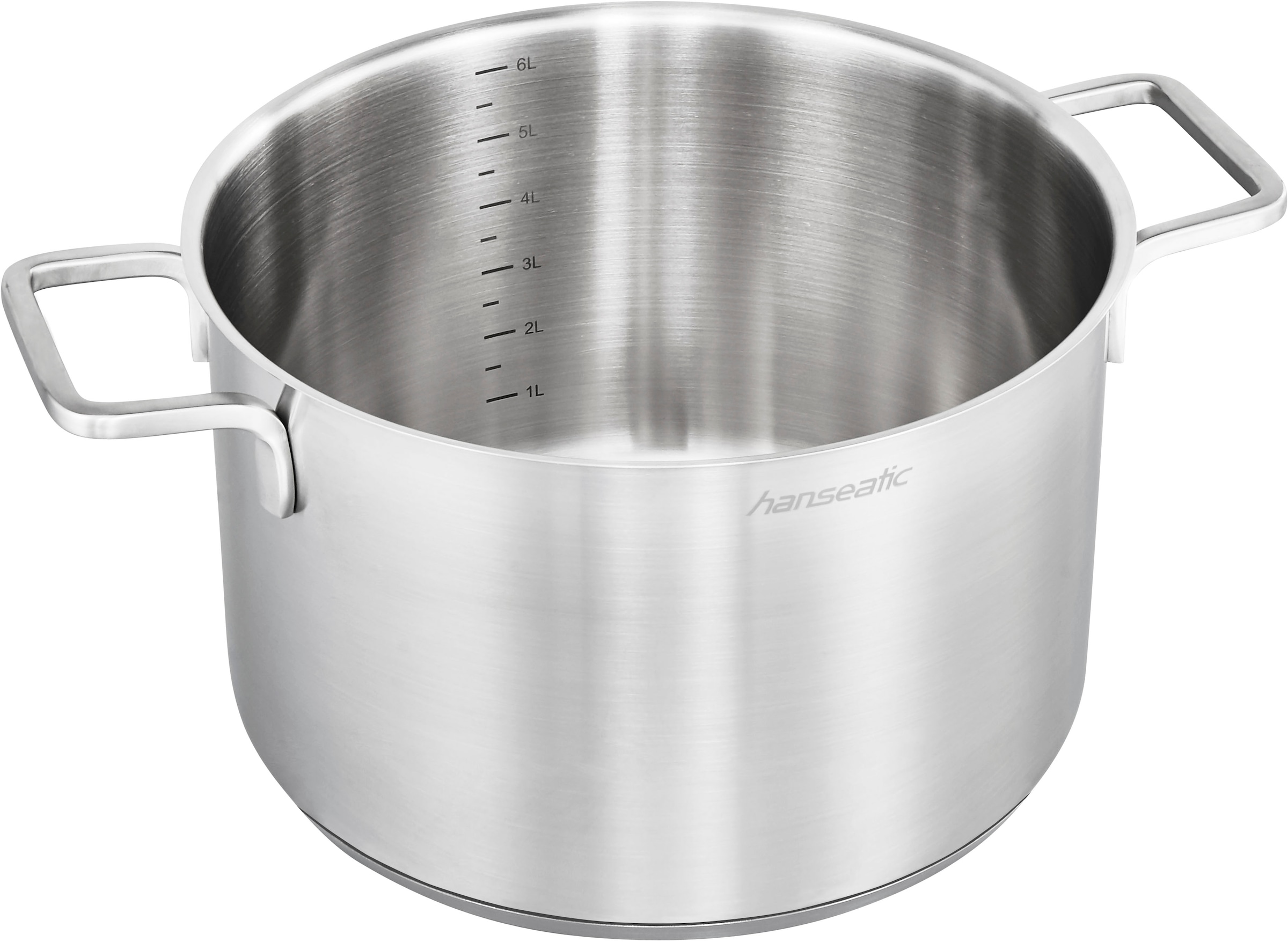 Hanseatic Topf-Set »DAILY«, Edelstahl 18/10, (Set, 11 tlg., Fleischtopf 2x 16 cm / 2x 20 cm / 1x 24 cm, Stielkasserolle 16 cm), handfreundliche Griffe, Literskala, Glasdeckel, Induktion