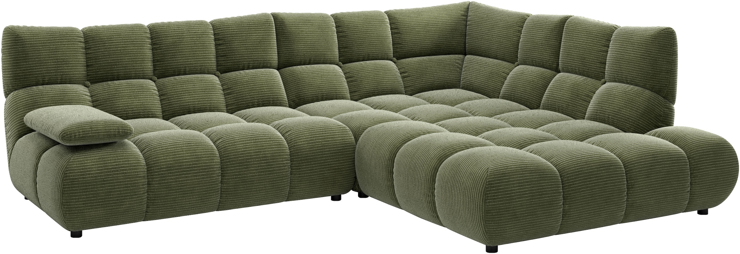 Home affaire Canapé d'angle »Cozy Bubble, mit klappbarer Armlehne, Breite 289 cm« avec matelassage élégant, housse intégrale & rembourrage doux