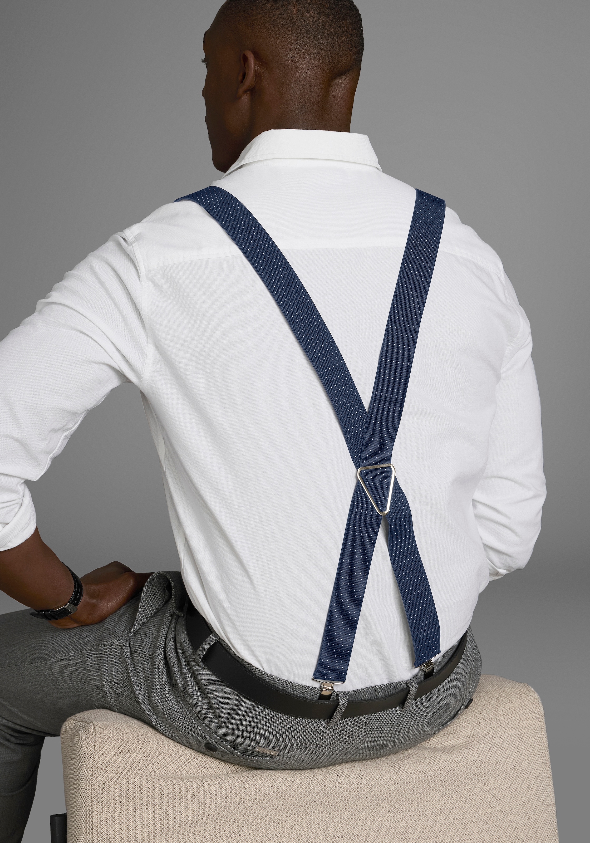 Man's World Hosenträger in bequemer Breite & extra Länge bis 130cm - neue Farbe jeansblau