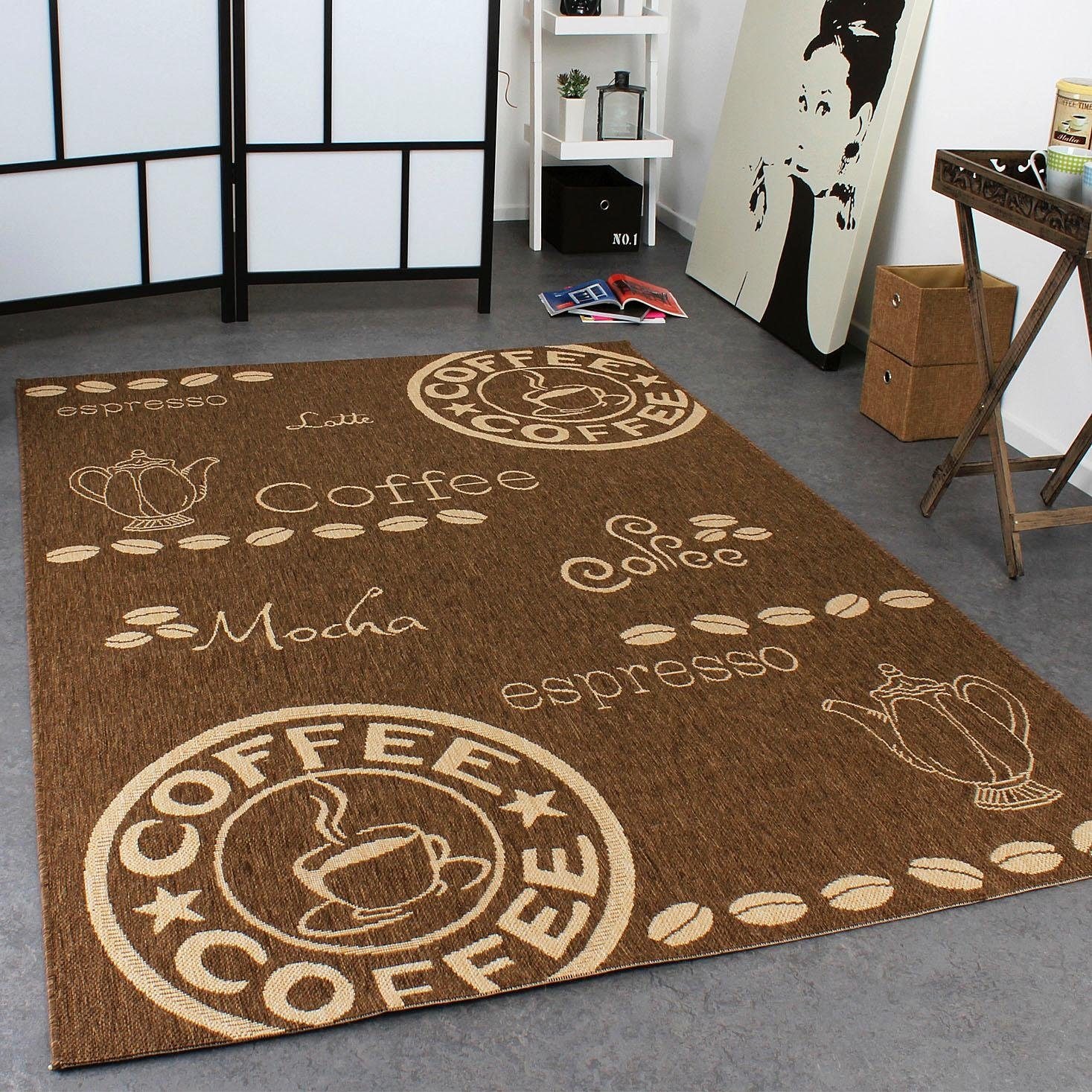 Paco Home Teppich »Country 668«, rechteckig, Sisal-Optik, Motiv Kaffee, In-  und Outdoor geeignet, Wohnzimmer jetzt kaufen