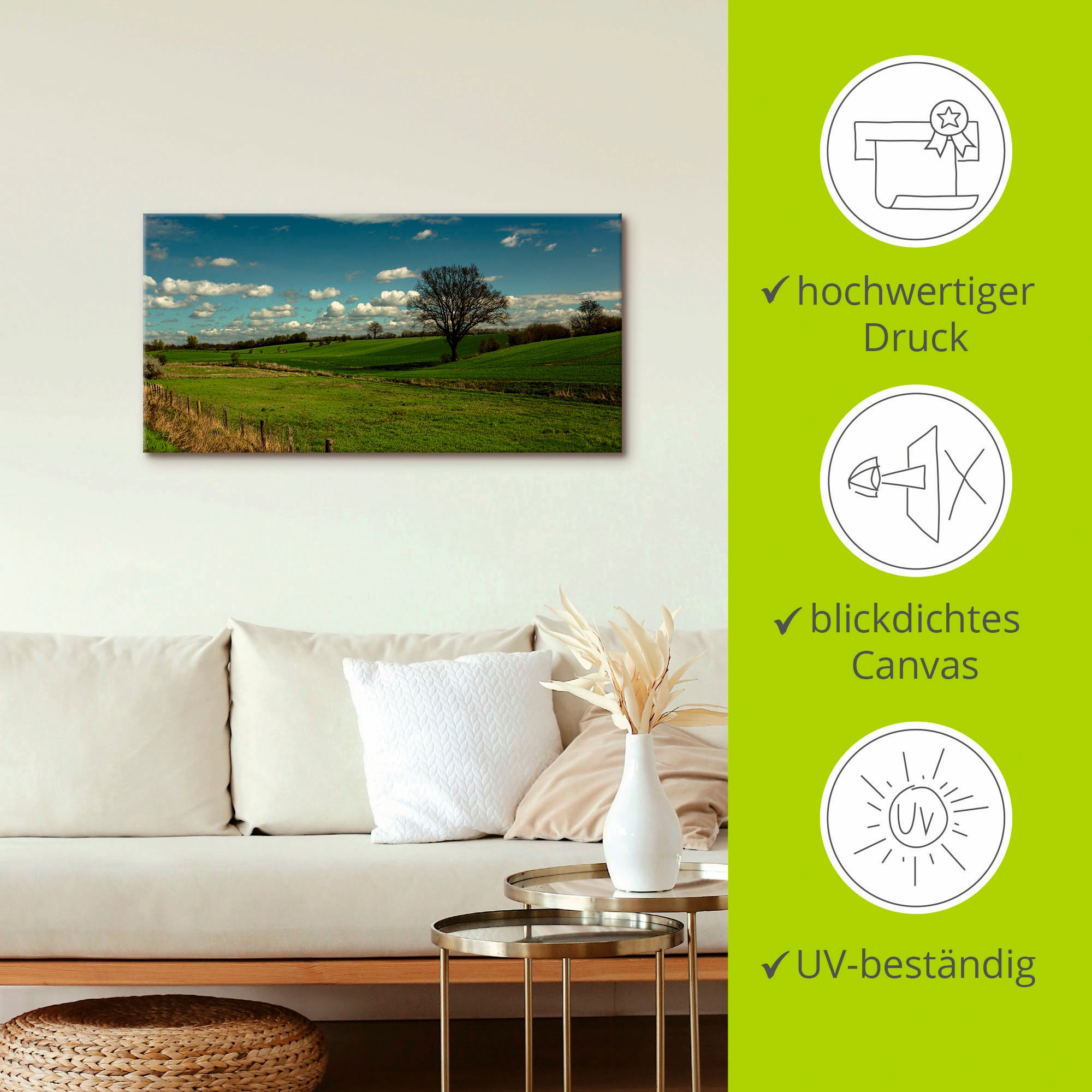 Artland Wandbild »Natur pur«, Felder, (1 St.), als Leinwandbild, Wandaufkleber in verschied. Grössen