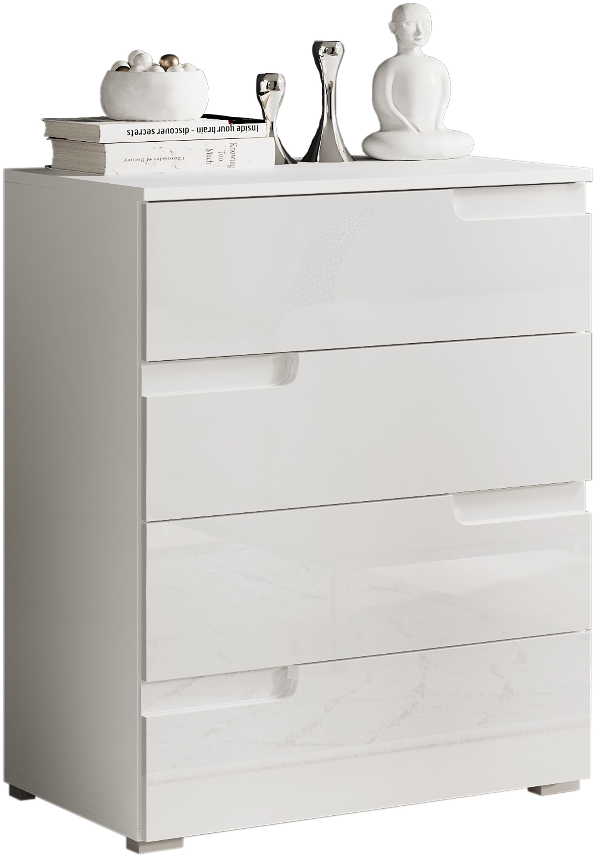 HBZ Kommode »Spice weiss hochglanz, BxHxT 65x80x40 cm«, Kommode mit 4 Schubkästen