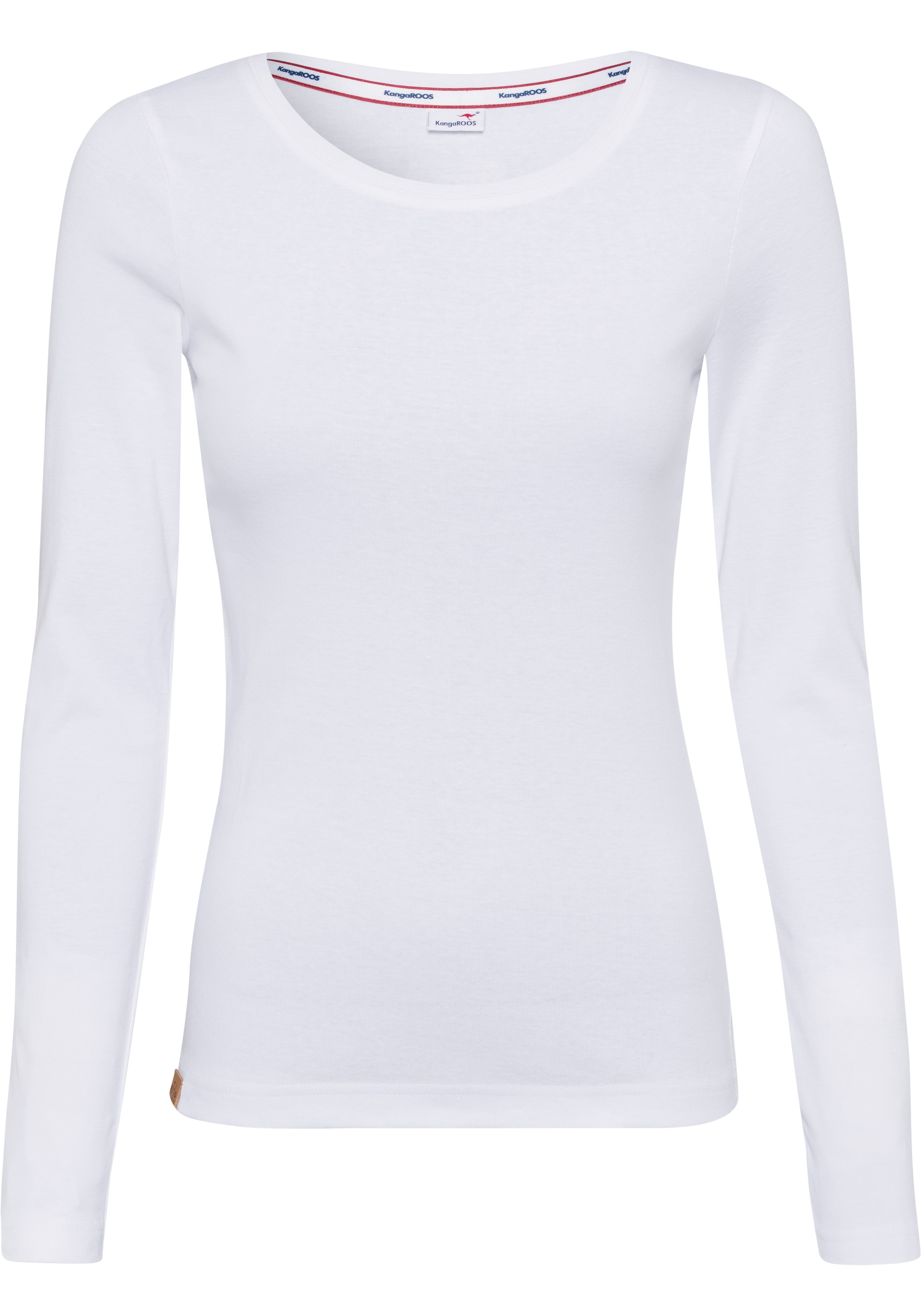 KangaROOS Langarmshirt, mit Krempelärmeln, sehr figurbetont, aus Rippware