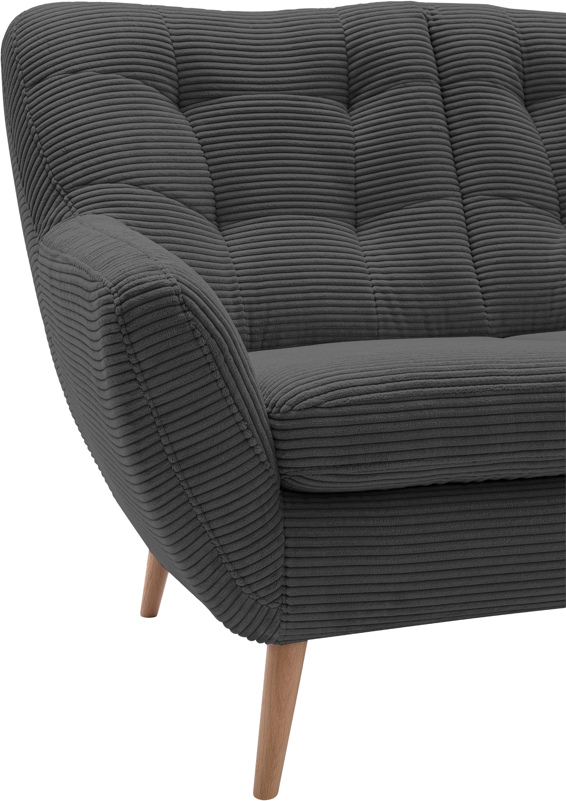 exxpo - sofa fashion 2-Sitzer »Scandi, bequem, aufwendige Rückenpolsterung für mehr Sitzkomfort«, akuelle Farben in hochwertige Bezugsqualitäten, Holzfuss
