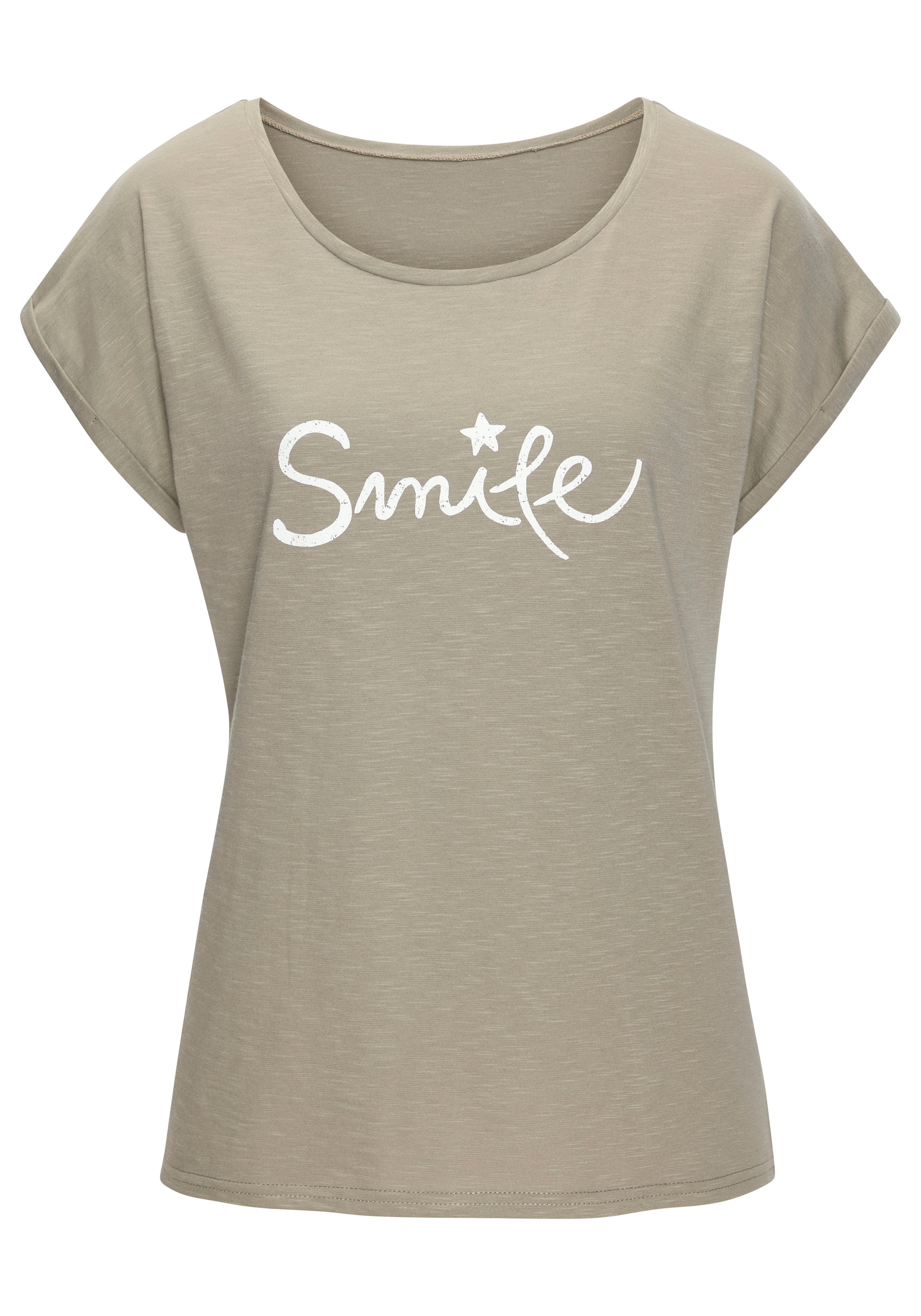 Beachtime T-Shirt »mit Frontdruck "Smile"«, aus weicher Baumwoll-Qualität