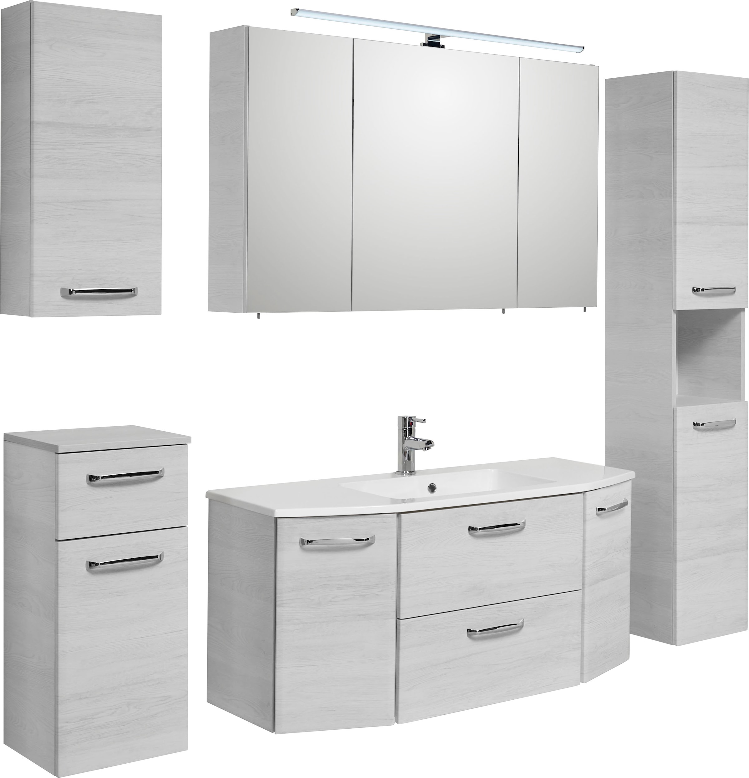 Image of Saphir Badmöbel-Set "Quickset 936 5-teilig, Mineralmarmor-Waschtisch mit LED-Spiegelschrank" Set, 5 Stk. tlg.