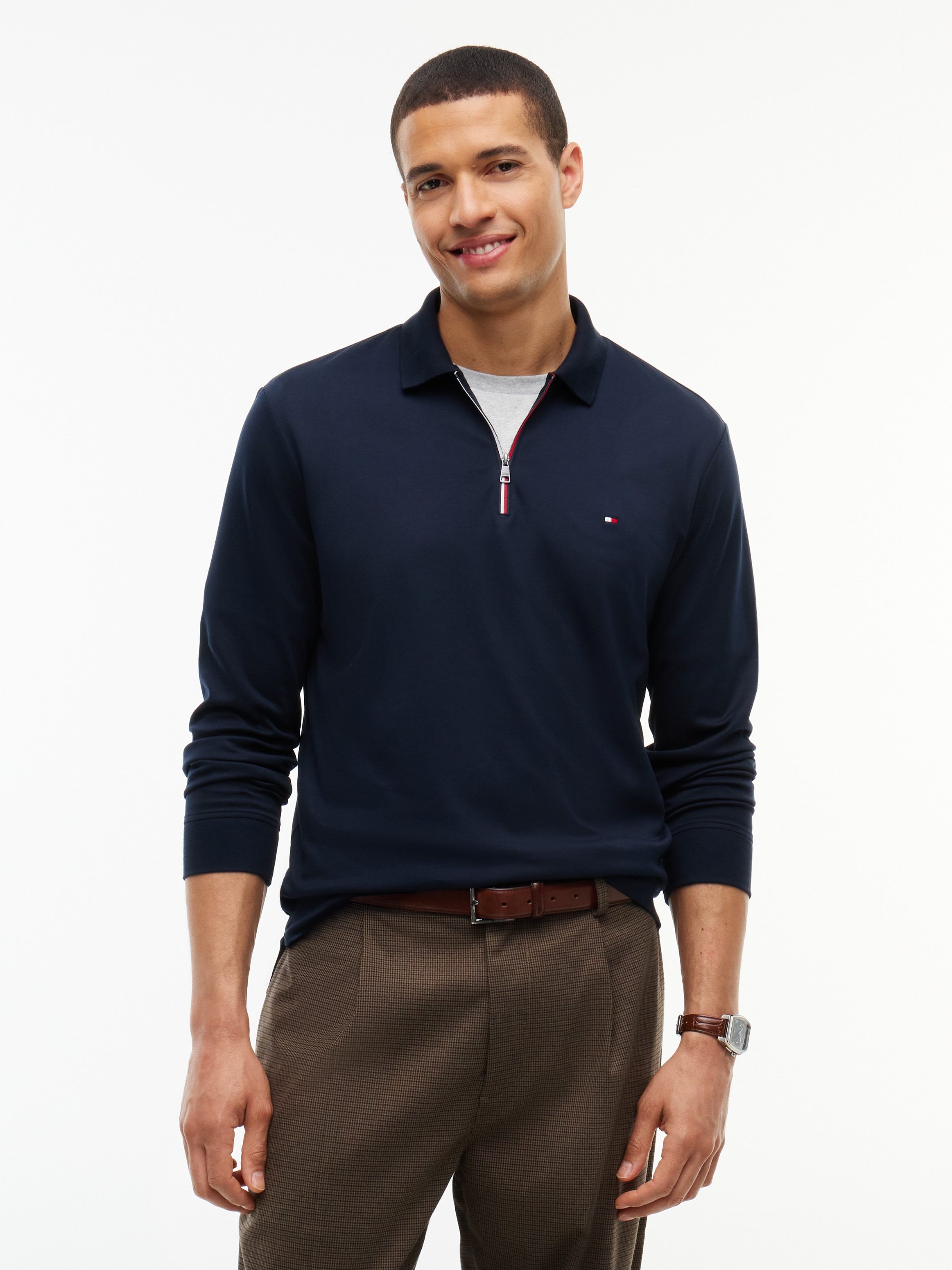 Image of Tommy Hilfiger Langarm-Poloshirt "LIQUID COTTON ZIP REGULAR"