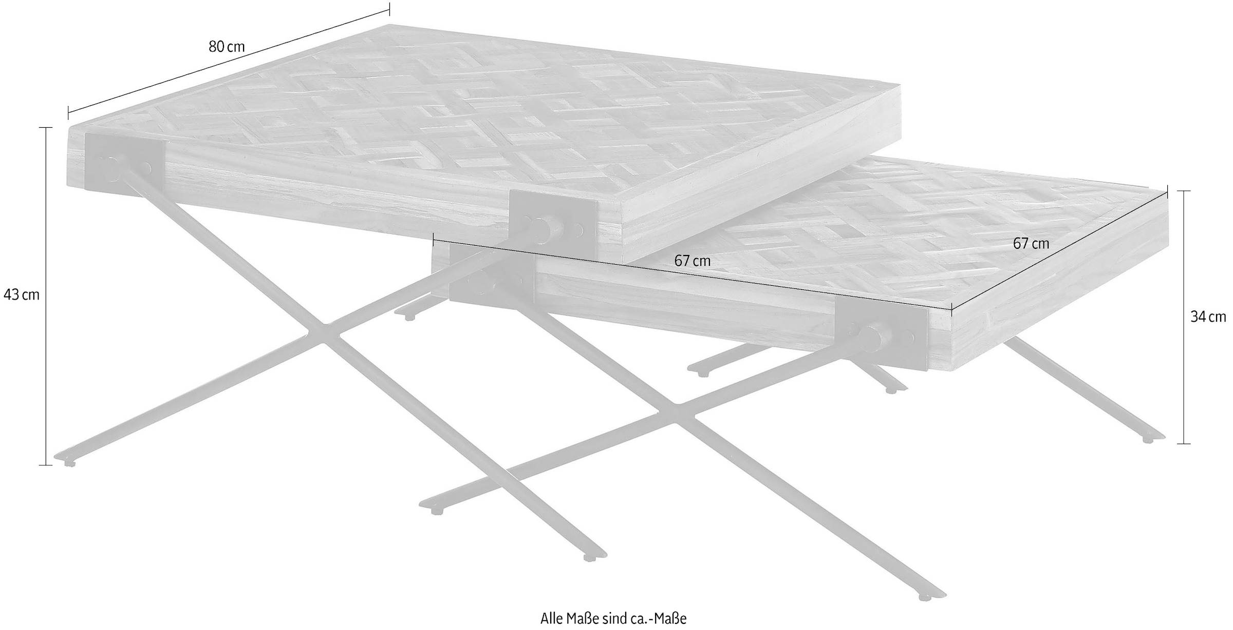 HBZ Couchtisch »AKONI«, 2-er Set Massivholz Teak recycelt mit Muster