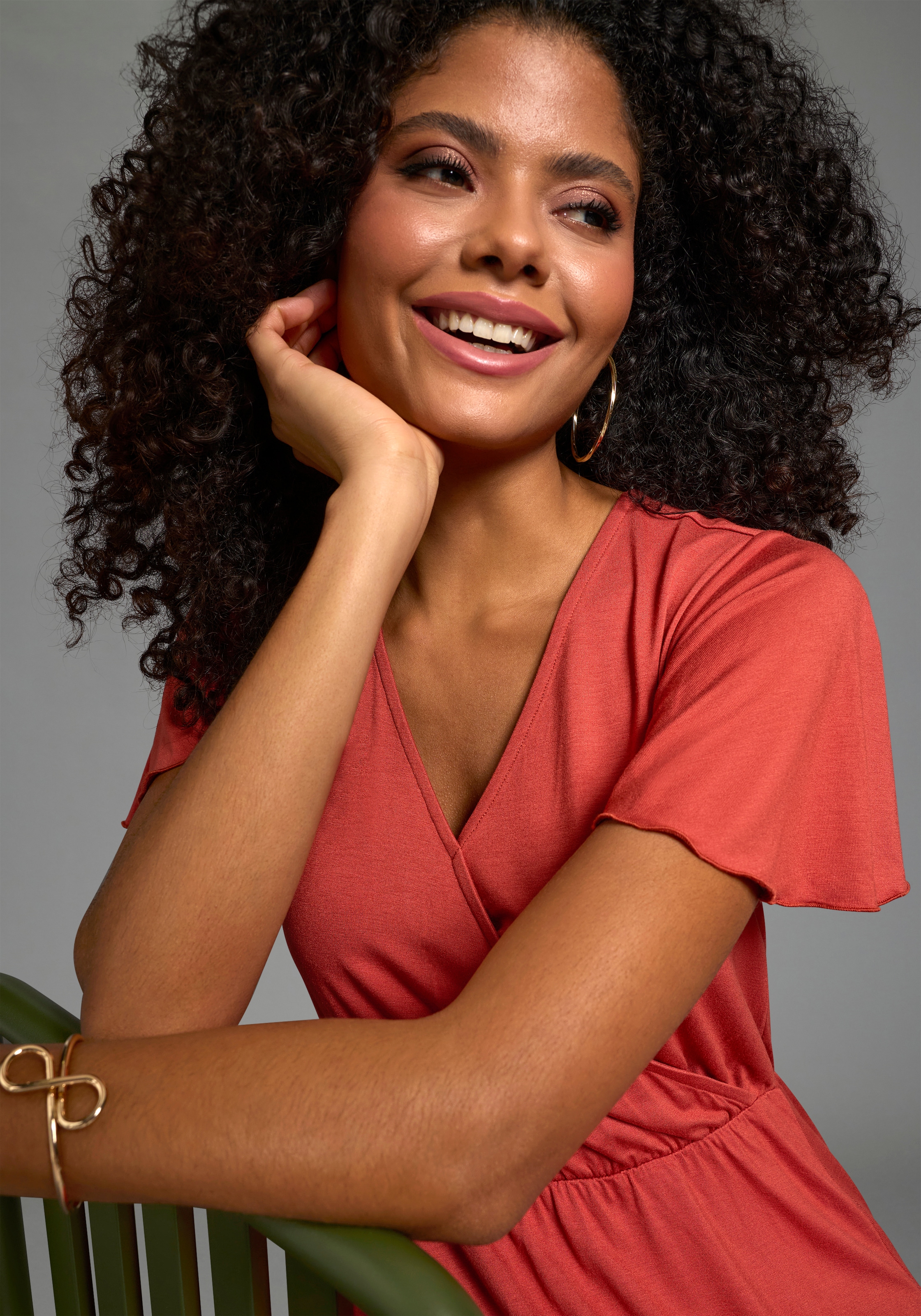 Laura Scott Sommerkleid langer Schnitt, für warme Tage, aus Single Jersey, mit Flügelärmeln