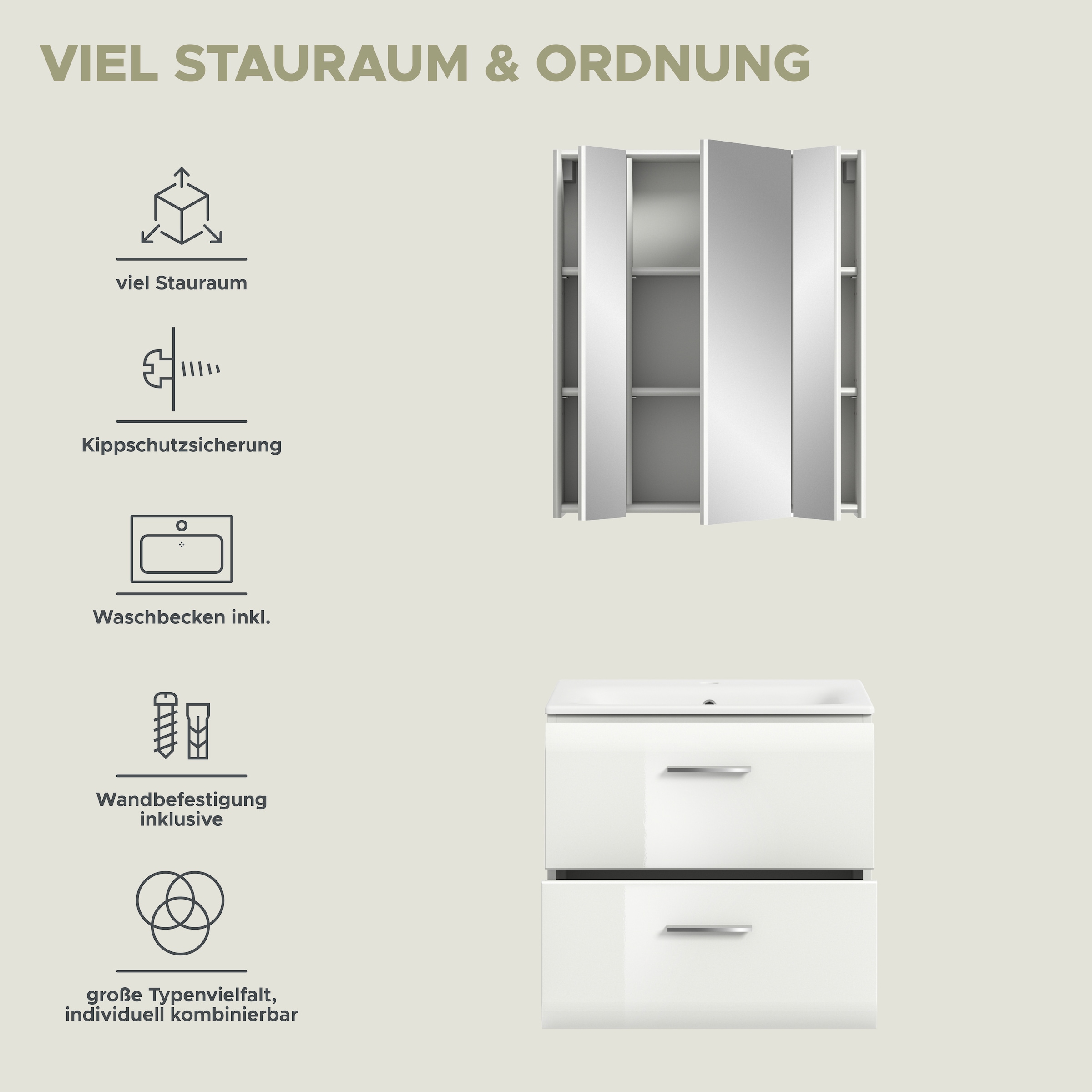 INOSIGN Badezimmer-Set Set, 3 Stk. tlg.