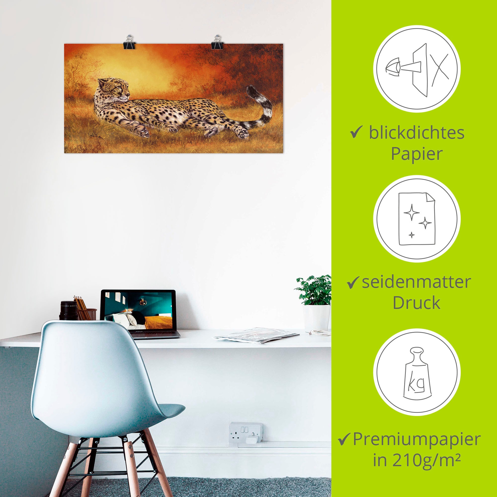 Artland Wandbild »Gepard«, Geparden Bilder, (1 St.), als Alubild, Outdoorbild, Leinwandbild, Poster, Wandaufkleber