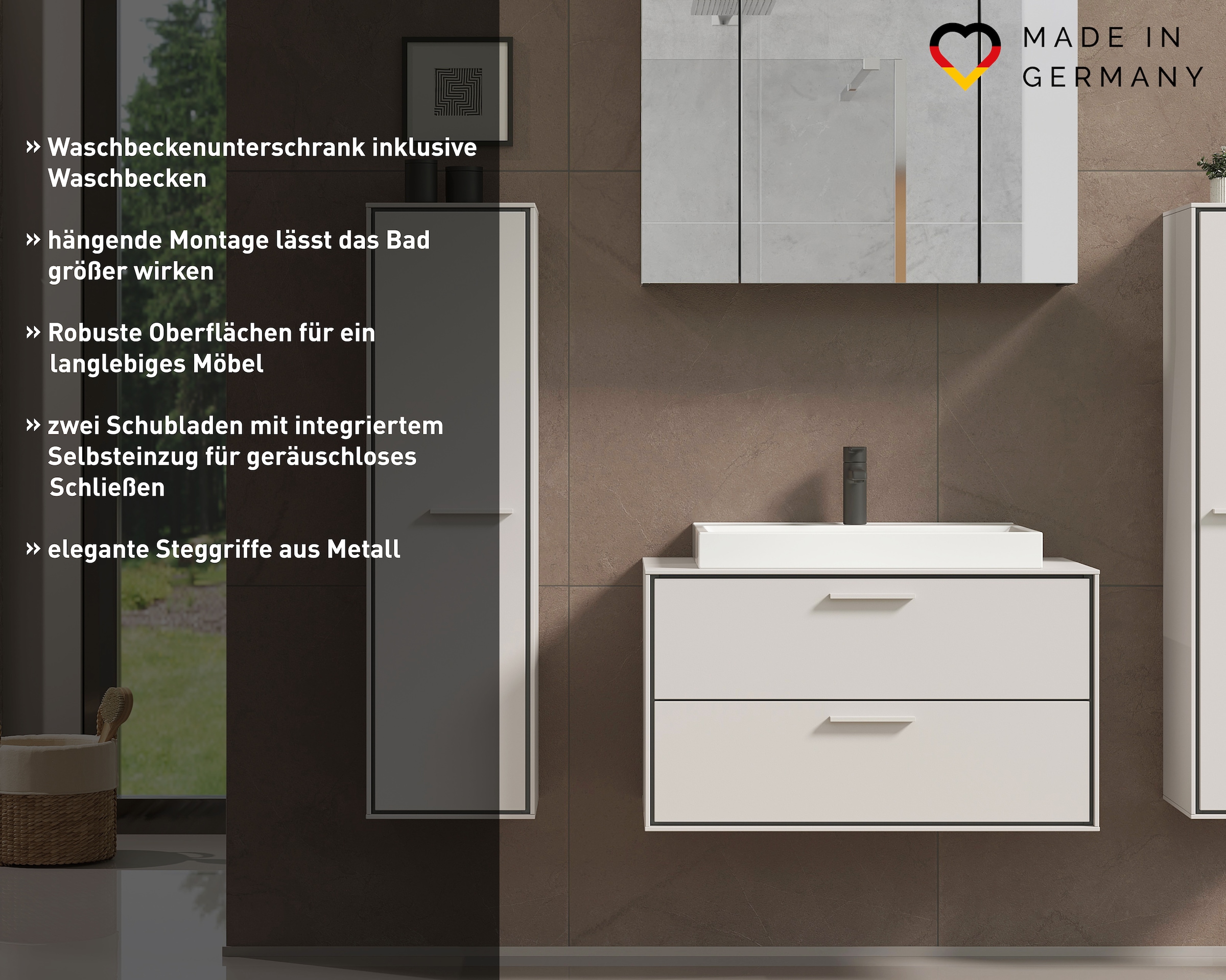 GERMANIA Table de lavage »Waschtisch inkl. Becken "Sovana"« 2 cuis tlg. Waschbeckenunterschrank inkl. Waschbecken