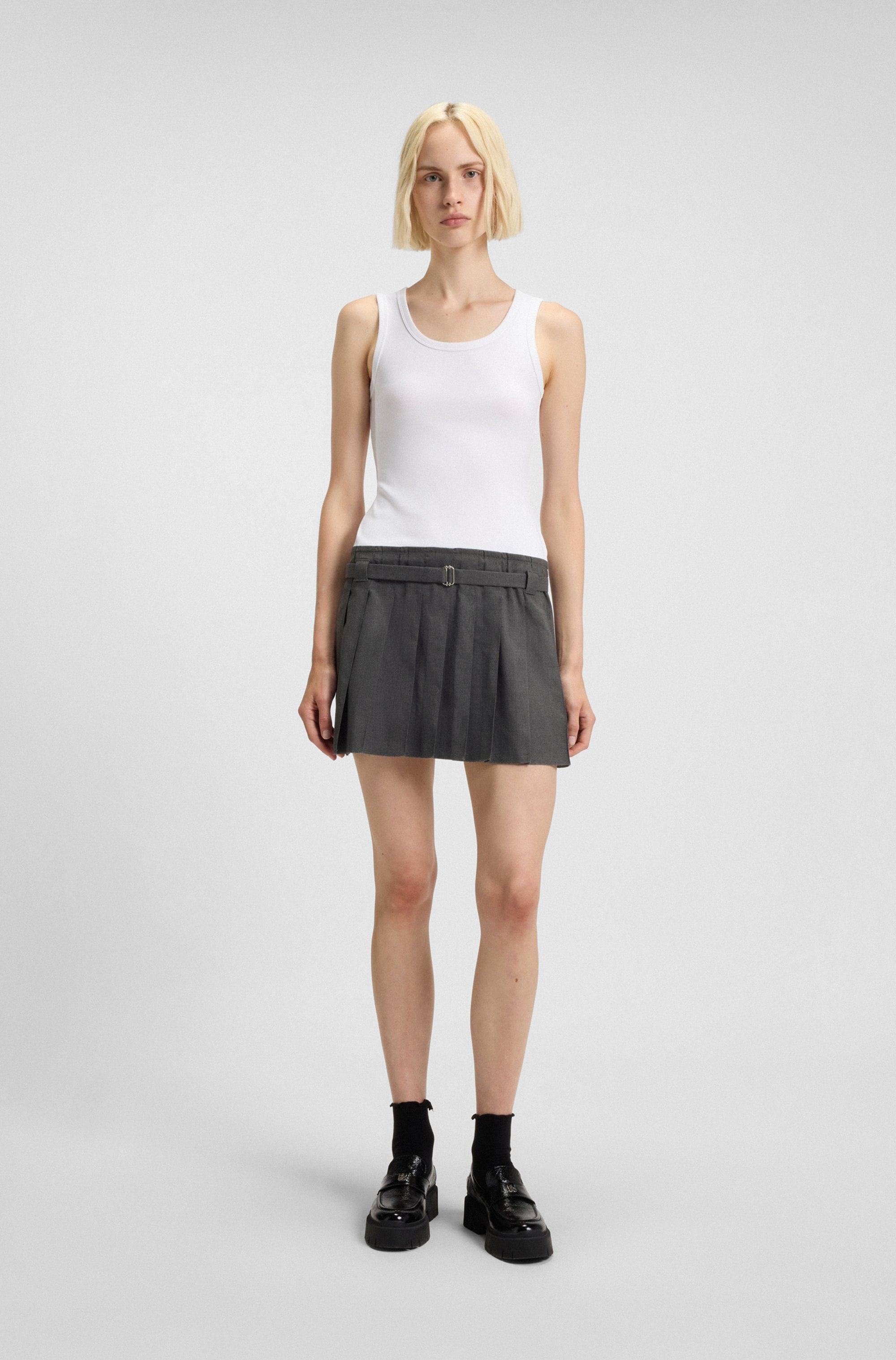 Image of HUGO Minikleid "Norila" TwoinOne Slim Fit, mit plissiertem Rockteil Top & Rock Faltenrock
