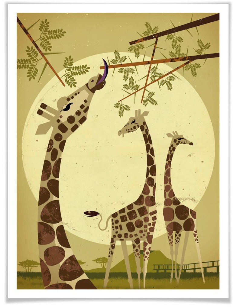 Image of Wall-Art Poster »Giraffes«, Tiere, (1 St.), Poster, Wandbild, Bild, Wandposter bei Ackermann Versand Schweiz