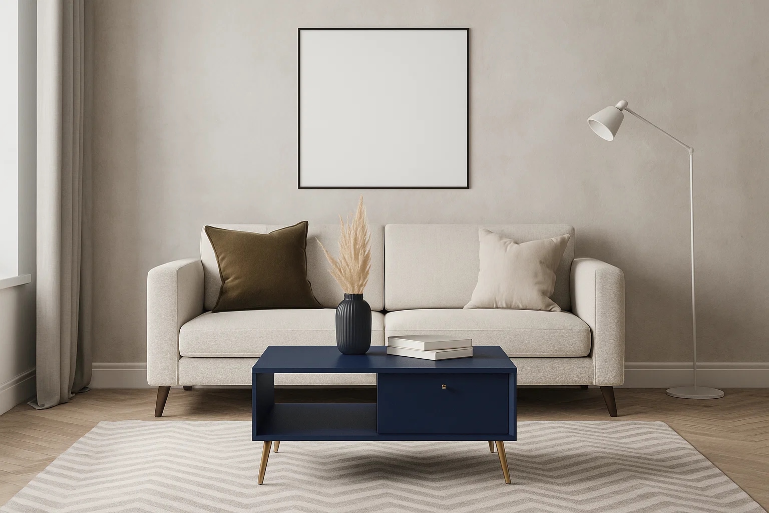 Image of Home affaire Couchtisch "ROMILDA Kaffeetisch mit viel Stauraum, 87x66cm, modernes Design" Beistelltisch mit zusätzlichen Aufbewahrungsschränken, goldene Akzente