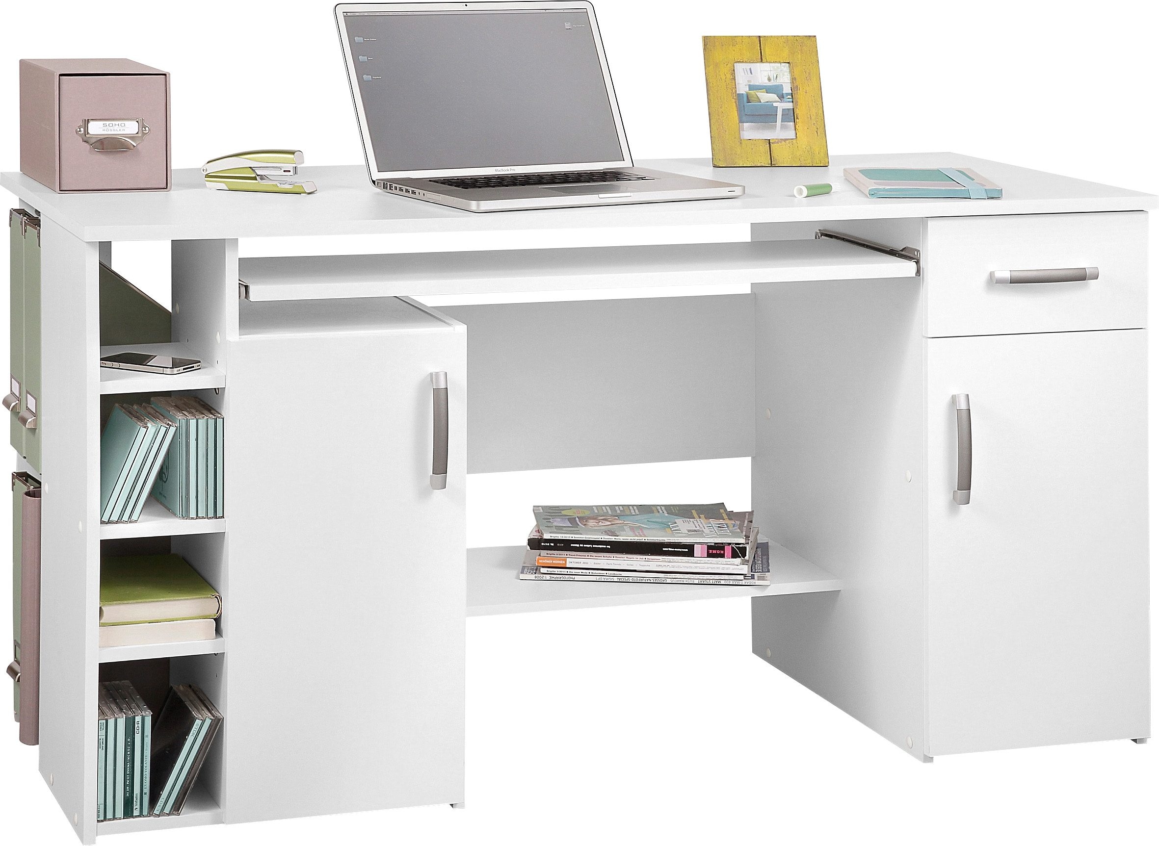 VOGL Möbelfabrik Bureau »Tim mit seitlich offenen Fächern & Tastaturauszug,« Druckerablage, 1 Schublade, Breite 138 cm, Made in Germany