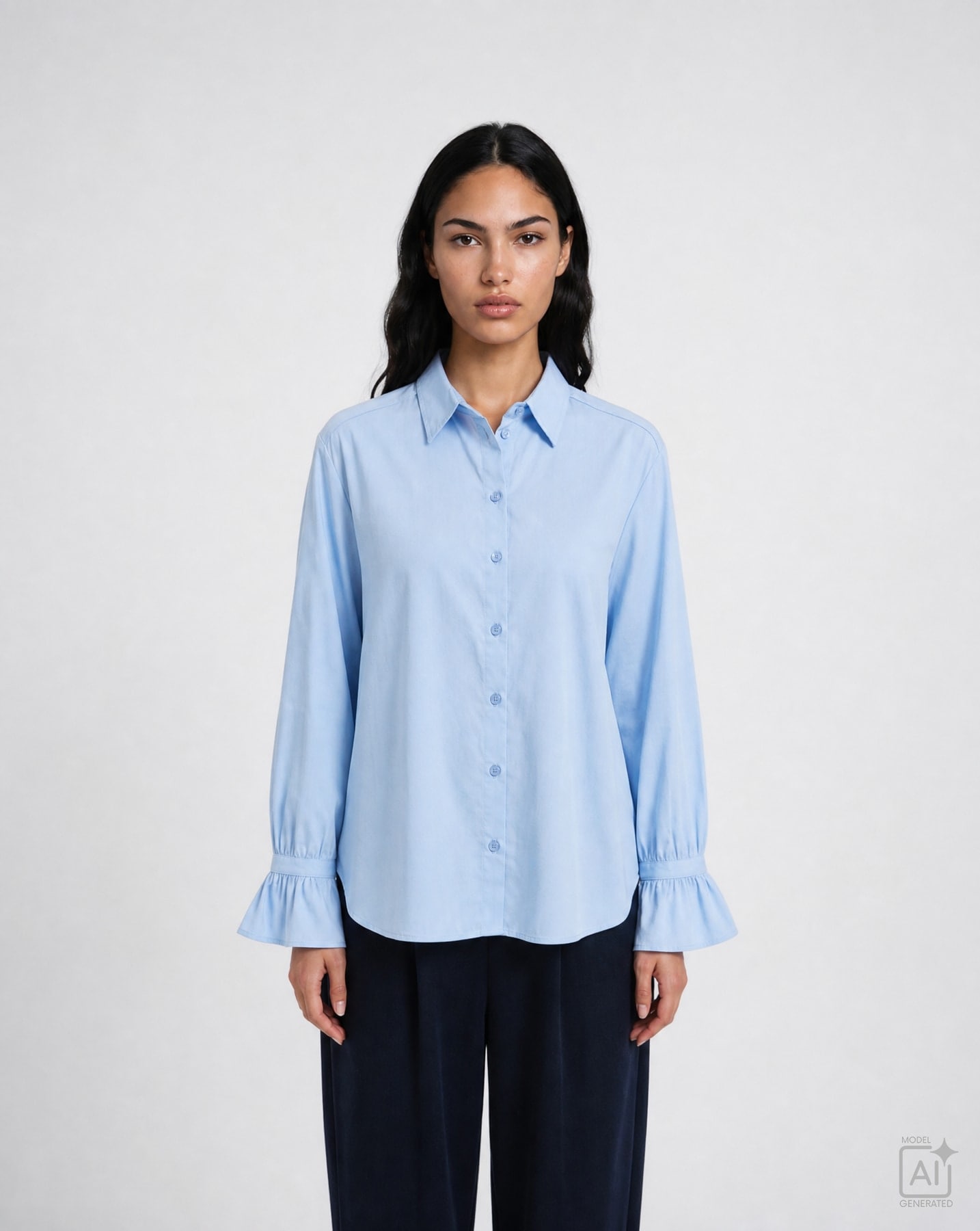 Image of Smith & Soul Hemdbluse mit Volant-Ärmeln, elastischer Baumwollmix
