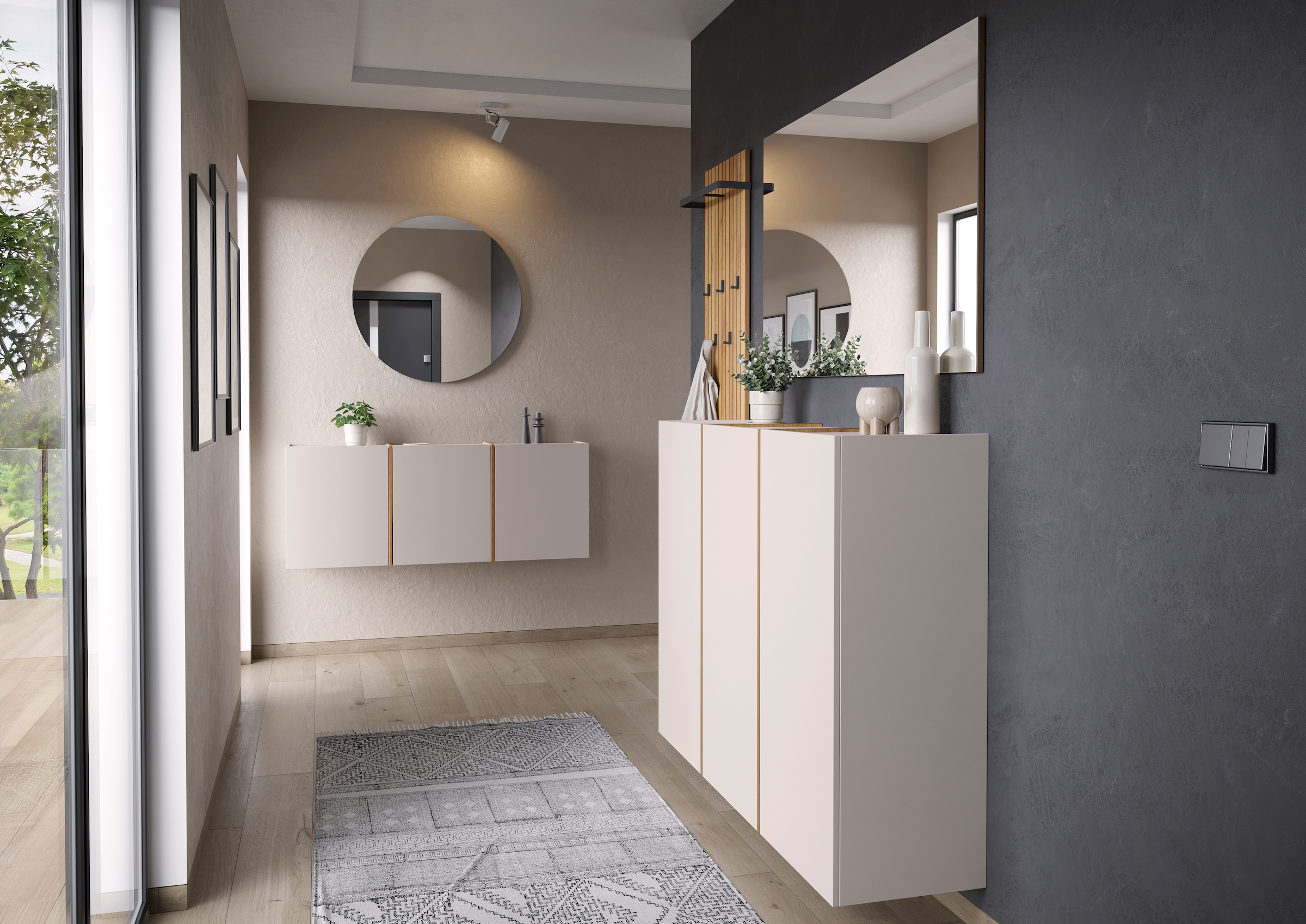 GERMANIA Mehrzweckschrank »GW-Libbiano Plus« 1 Stk. tlg. griffloses Design mit Balkonoptik