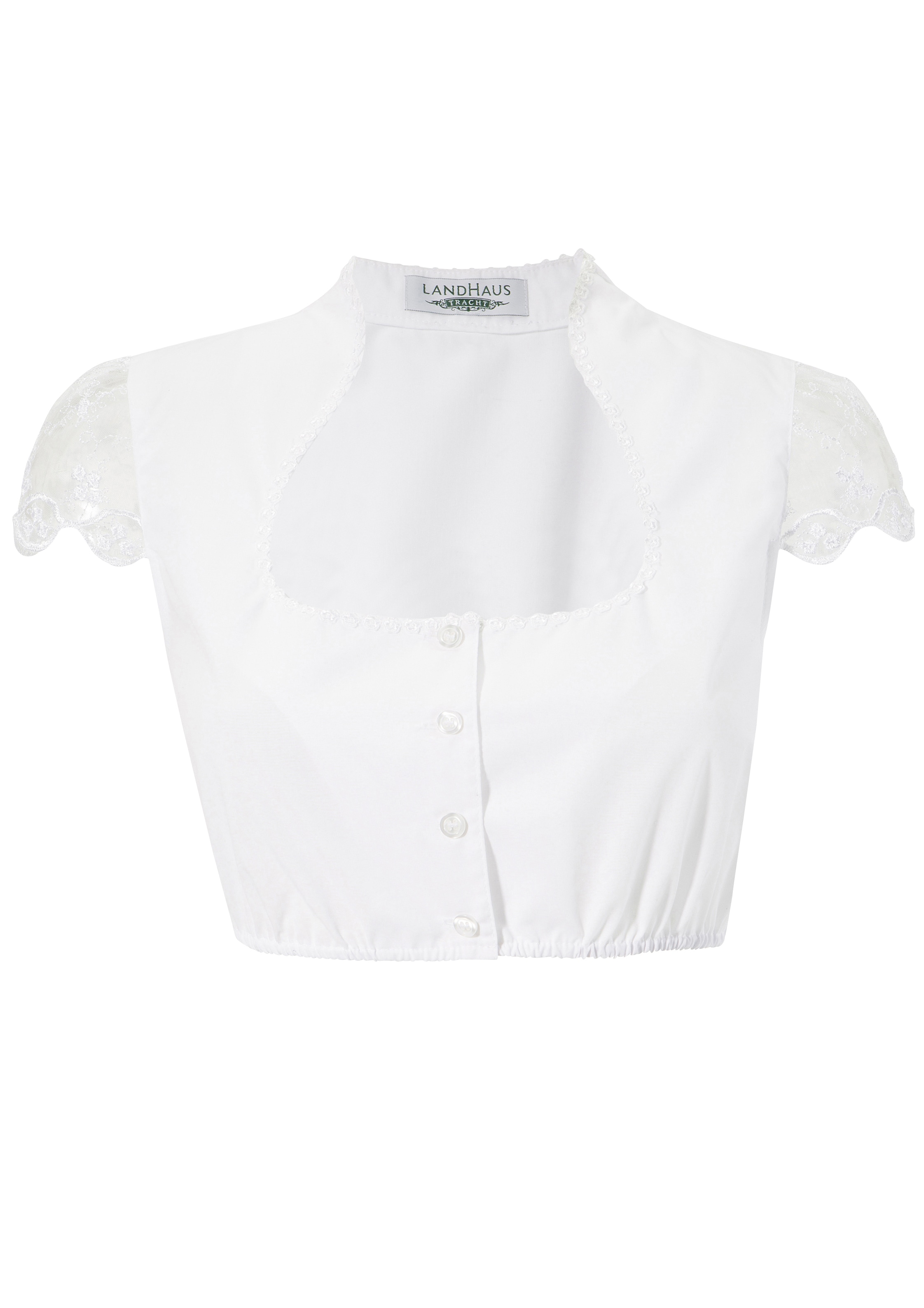 Dirndlbluse mit Kelchkragen und zarter Bordüre