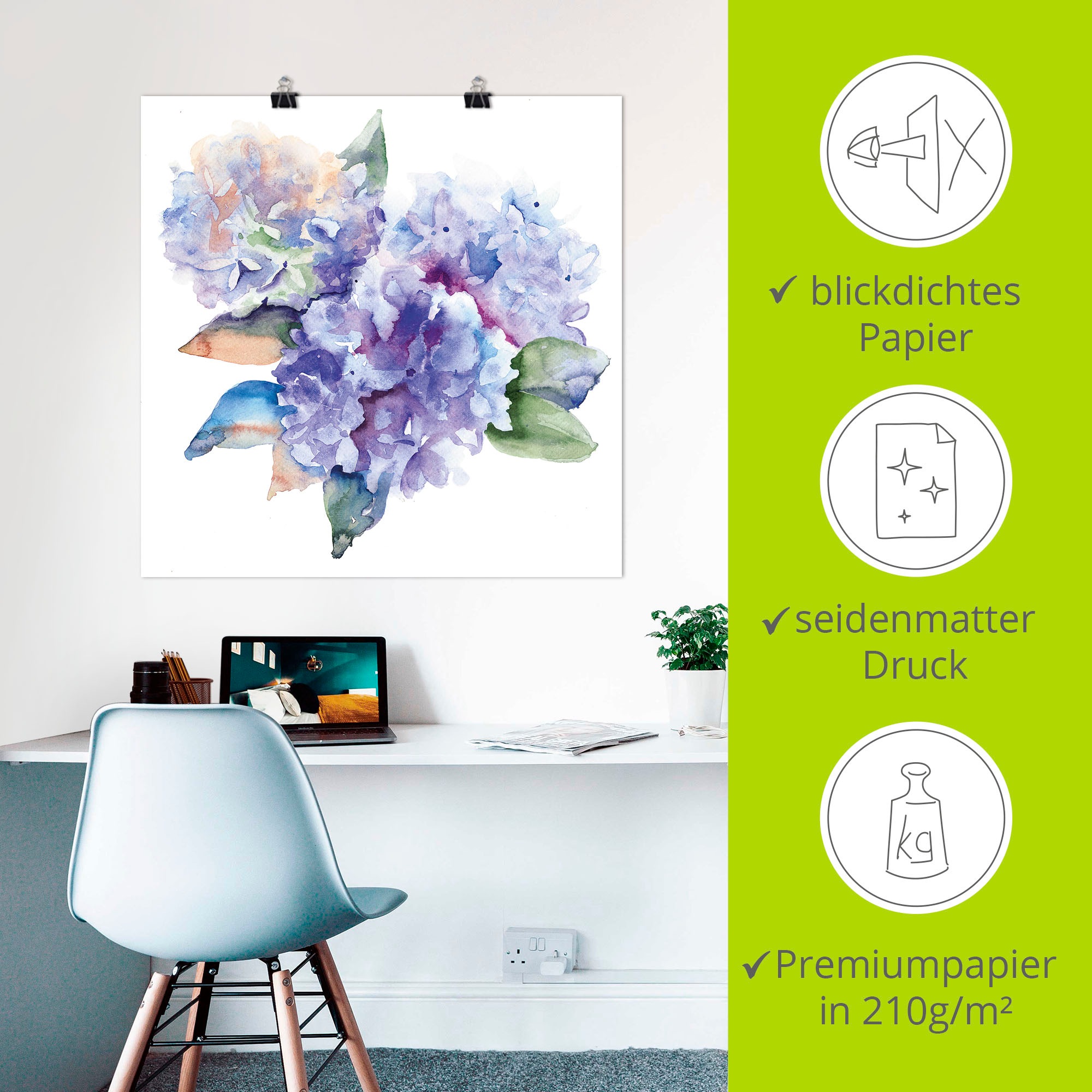 Artland Wandbild »Hortensien«, Blumen, (1 St.), als Leinwandbild, Poster in verschied. Grössen