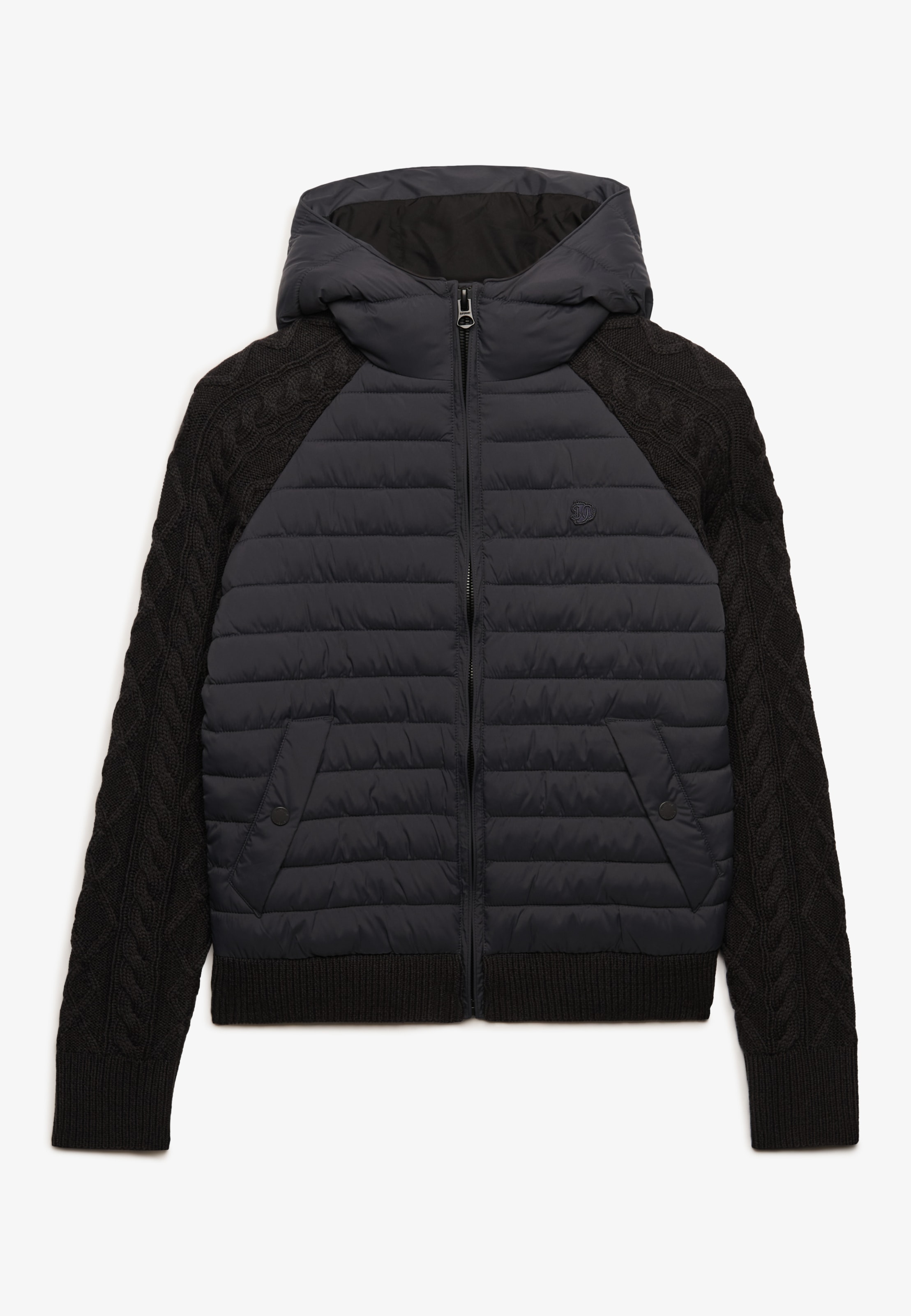 Superdry Hybridjacke »HOODED CABLE KNIT HYBRID« Kunstfaser, slim fit