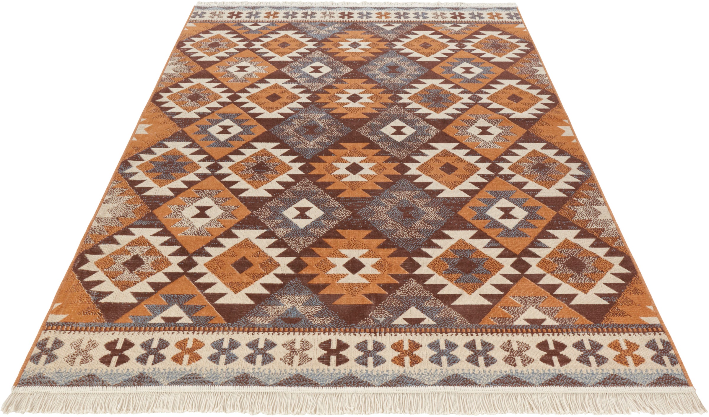 Image of NOURISTAN Designteppich »Zohra«, rechteckig, 1 mm Höhe, Retro Look, mit Fransen, Wohnzimmer bei Ackermann Versand Schweiz