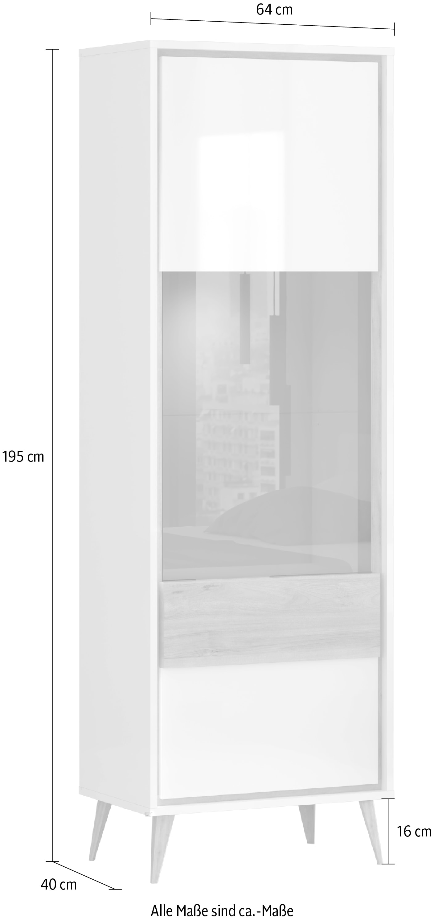 GOODproduct Vitrines »Vida« (H/L/P) : 195/64/40 cm,  Laqué UV, haute brillance, fonction soft-close et push-to-open