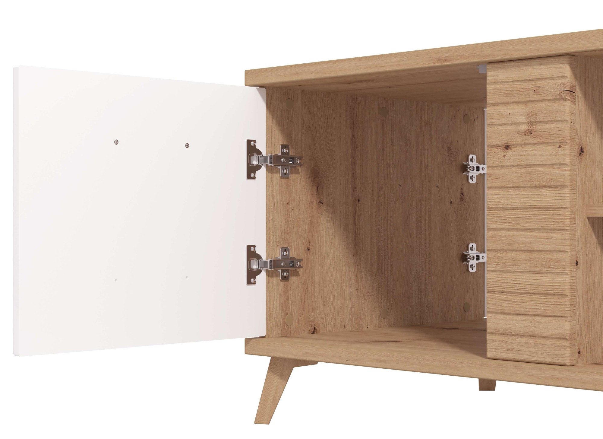 INOSIGN Couchtisch »Bretagna 120 cm, rechteckig, in zeitloser Design«, mit viel Stauraum, Artisan Eiche Dekor mit Segmenten in Weiss