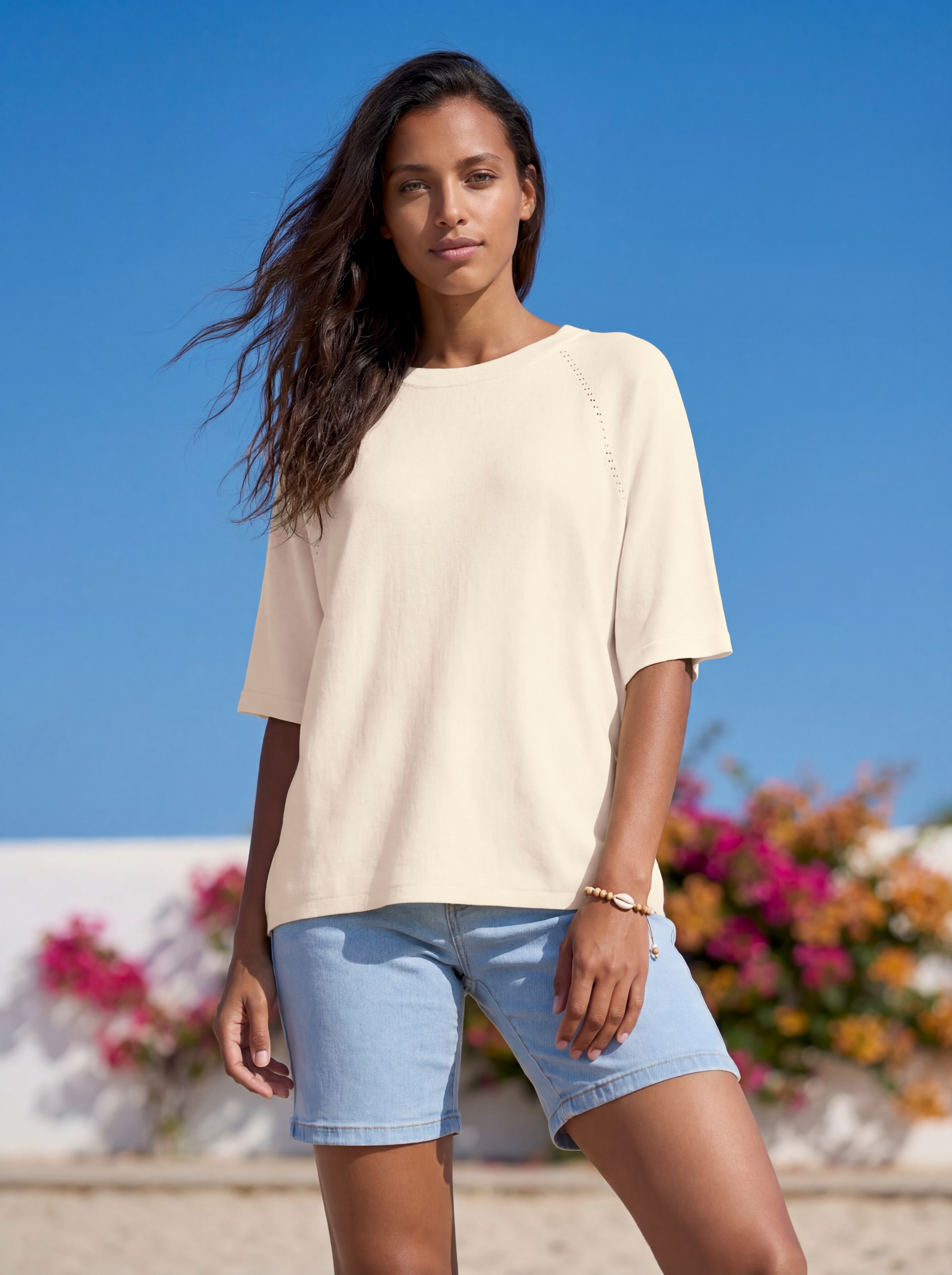 Vivance T-shirt à manches courtes »mit Lochstrickmuster« aus weichem Viskose-Strick