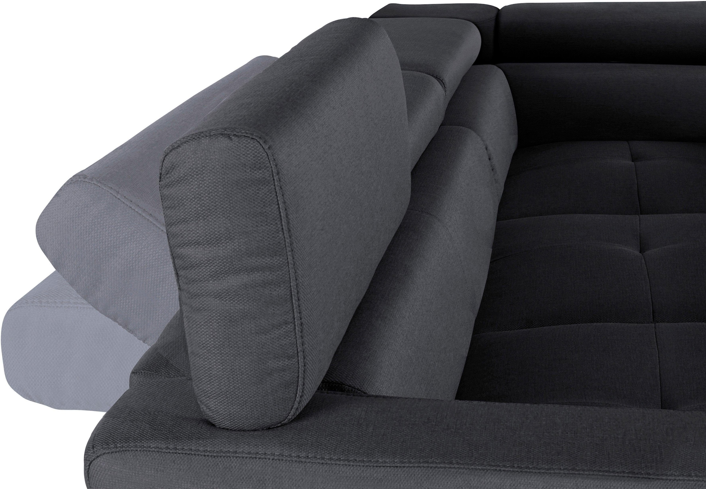 COTTA Polstergarnitur »Sammy L-Form«, (Set), Set bestehend aus: Ecksofa mit Kopfteilverstellung & Hocker