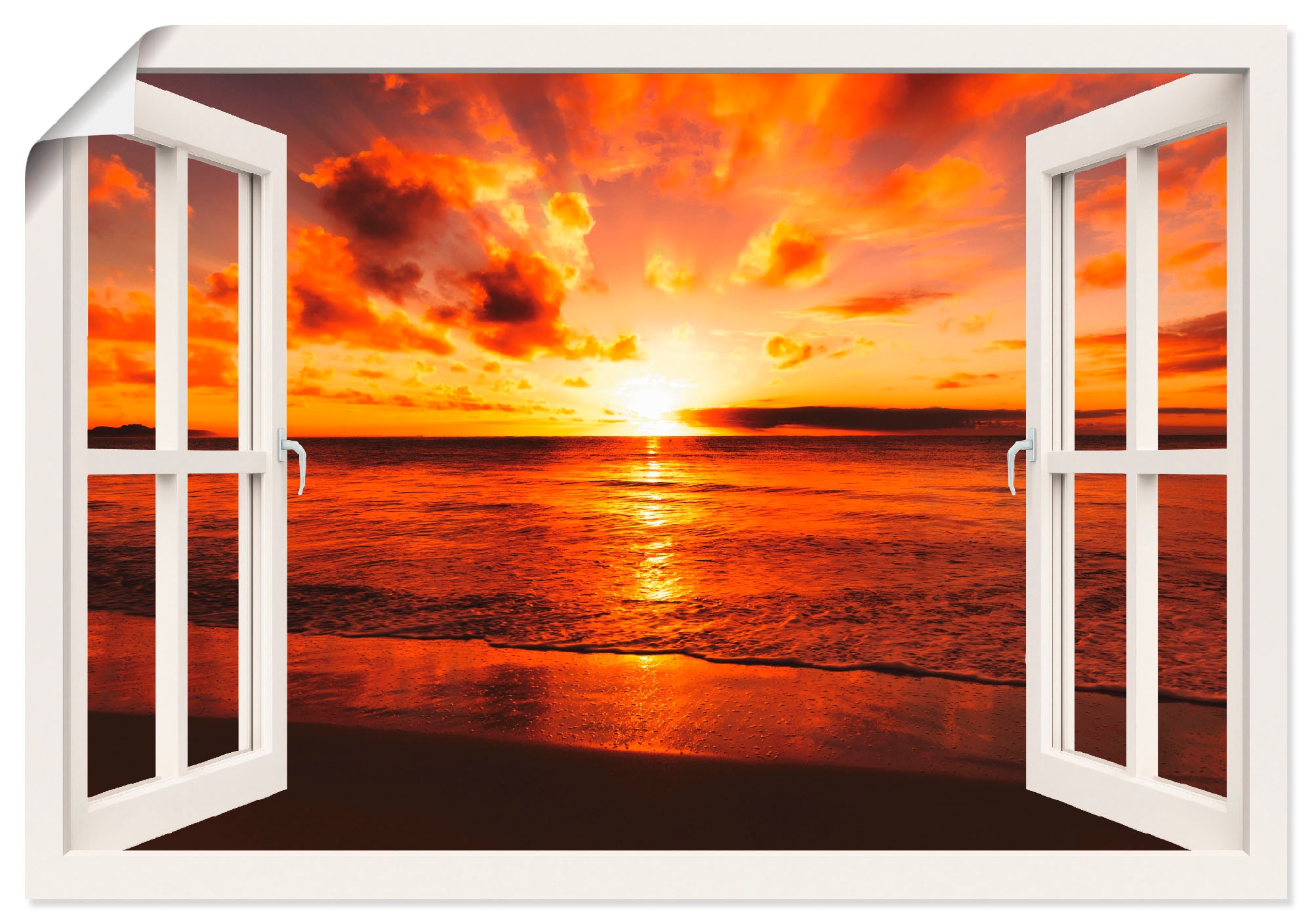 Image of Artland Poster "Fensterblick Sonnenuntergang am Strand" Fensterblick 1 Stk. tlg. ohne Rahmen