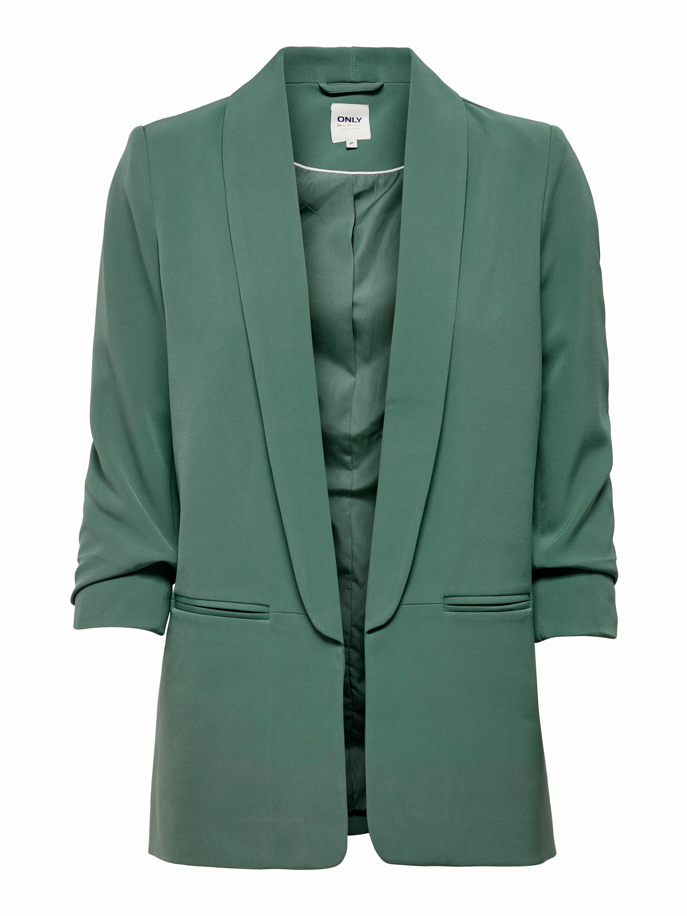 ONLY Kurzblazer »ONLELLA – Femininer Blazer mit 3/4-Ärmeln und Raffung« regular fit, casual, Web, Kunstfaser, V-Ausschnitt