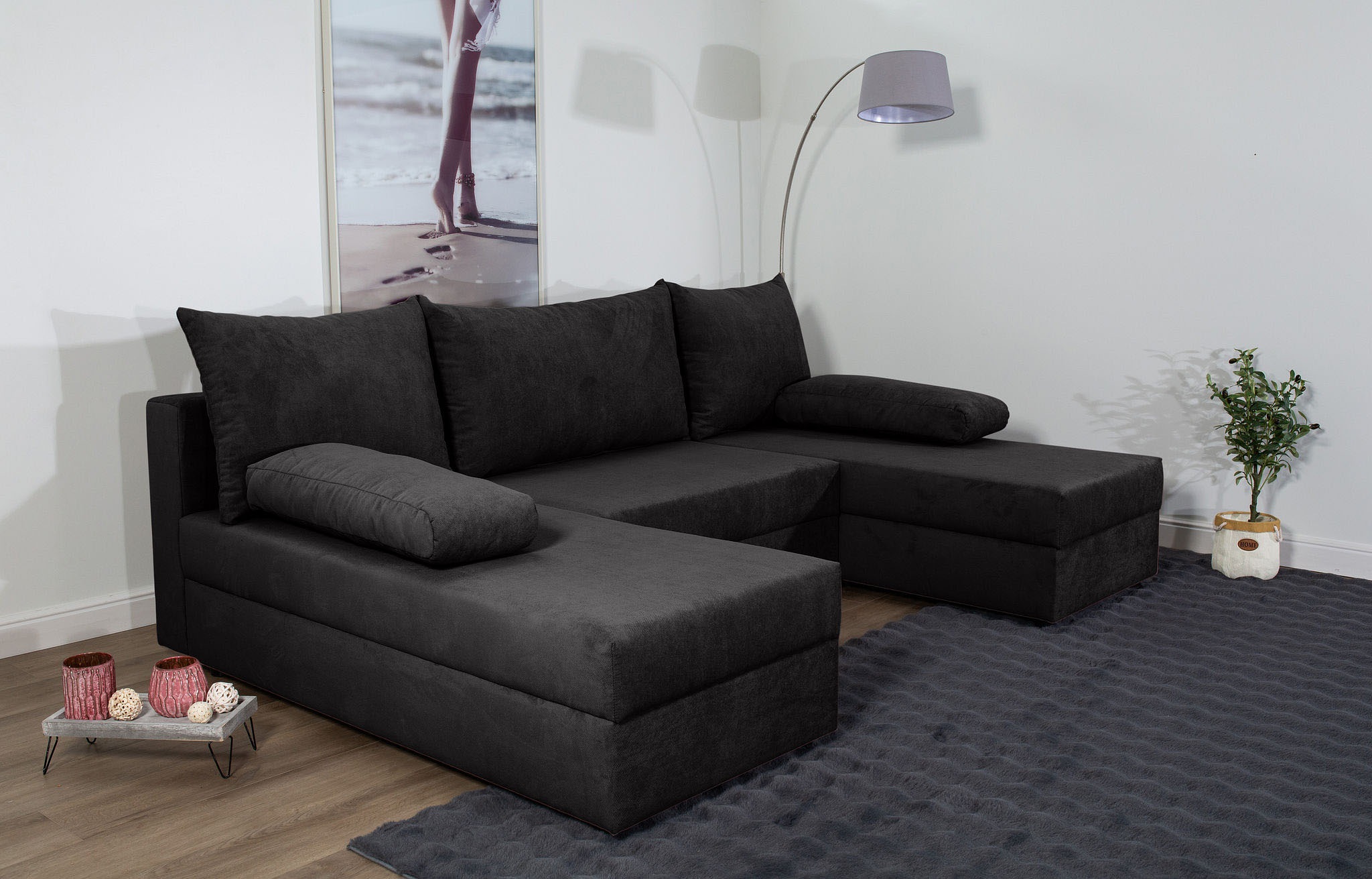 COLLECTION AB Wohnlandschaft »Pico U-Form« Wohnlandschaft,2 X Ottomane,Polyätherschaum Polsterung