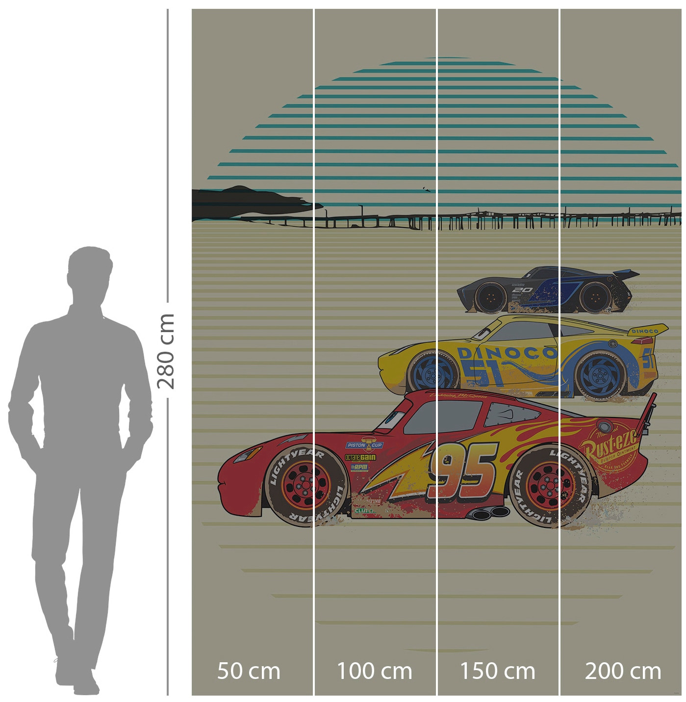 Komar Vliestapete »Digitaldruck Vlies -  Cars Stream Lines - Grösse 200 x 280 cm« bedruckt glatt Kinderzimmer