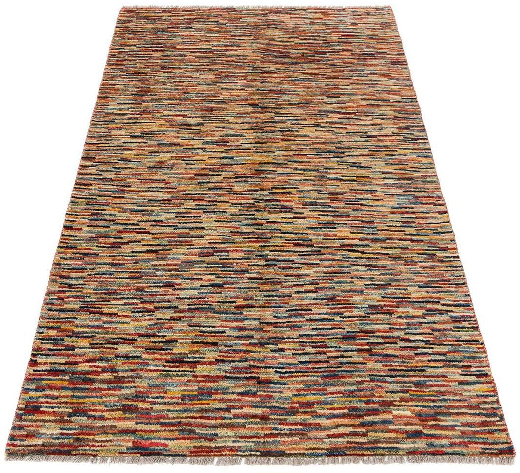 Wollteppich »Streifen Multicolore 182 x 114 cm«, rechteckig, Handgeknüpft