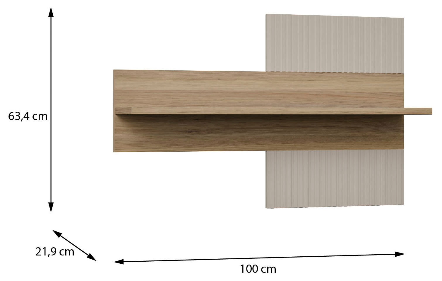 FORTE Wandregal »Wandboard, Lamellenoptik, warme Holznuancen« B/H/T  100/63,4/21,9 cm, einfache Montage,