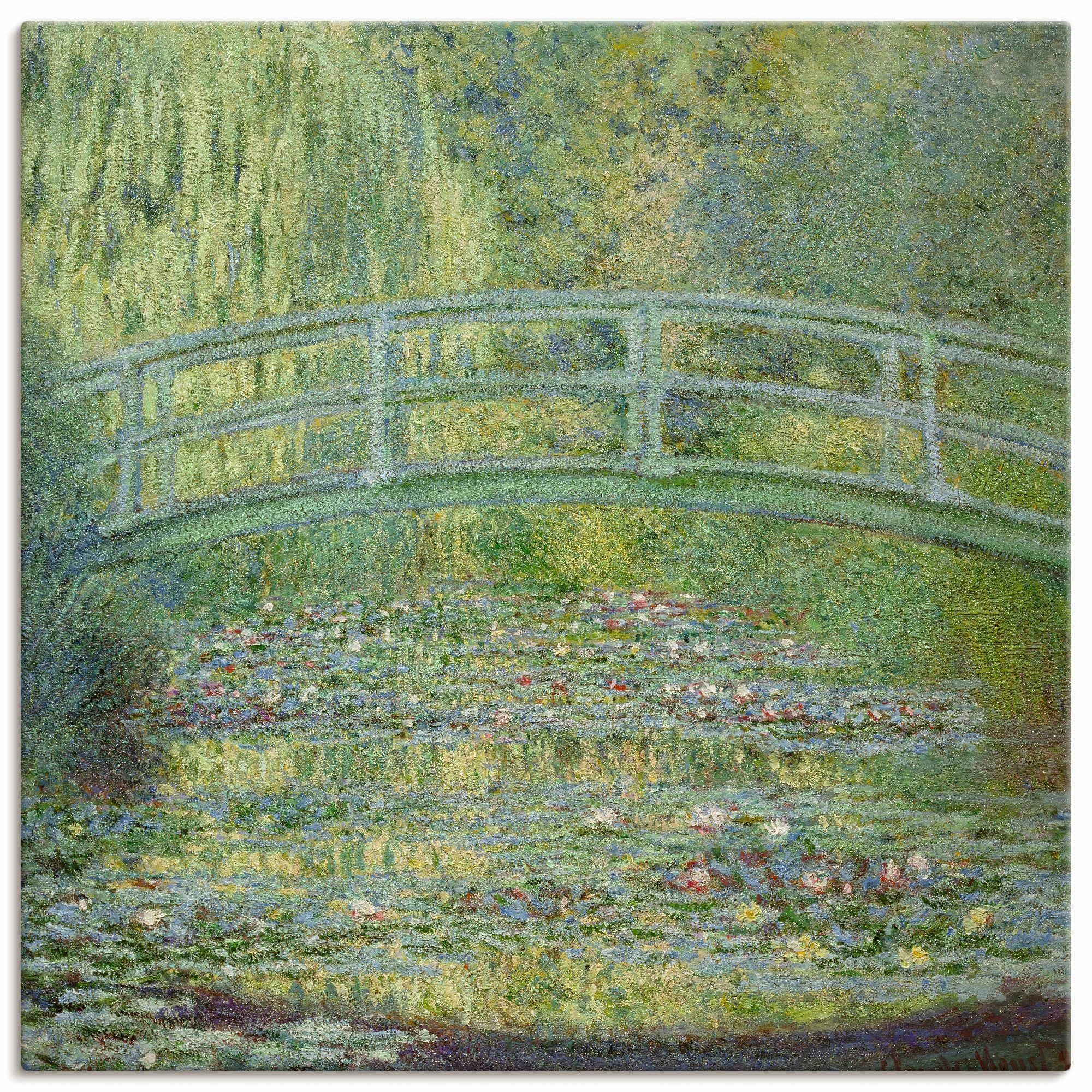 Image of Artland Leinwandbild "Seerosenteich und japanische Brücke." Gewässer 1 Stk. tlg. auf Holzrahmen gespannt