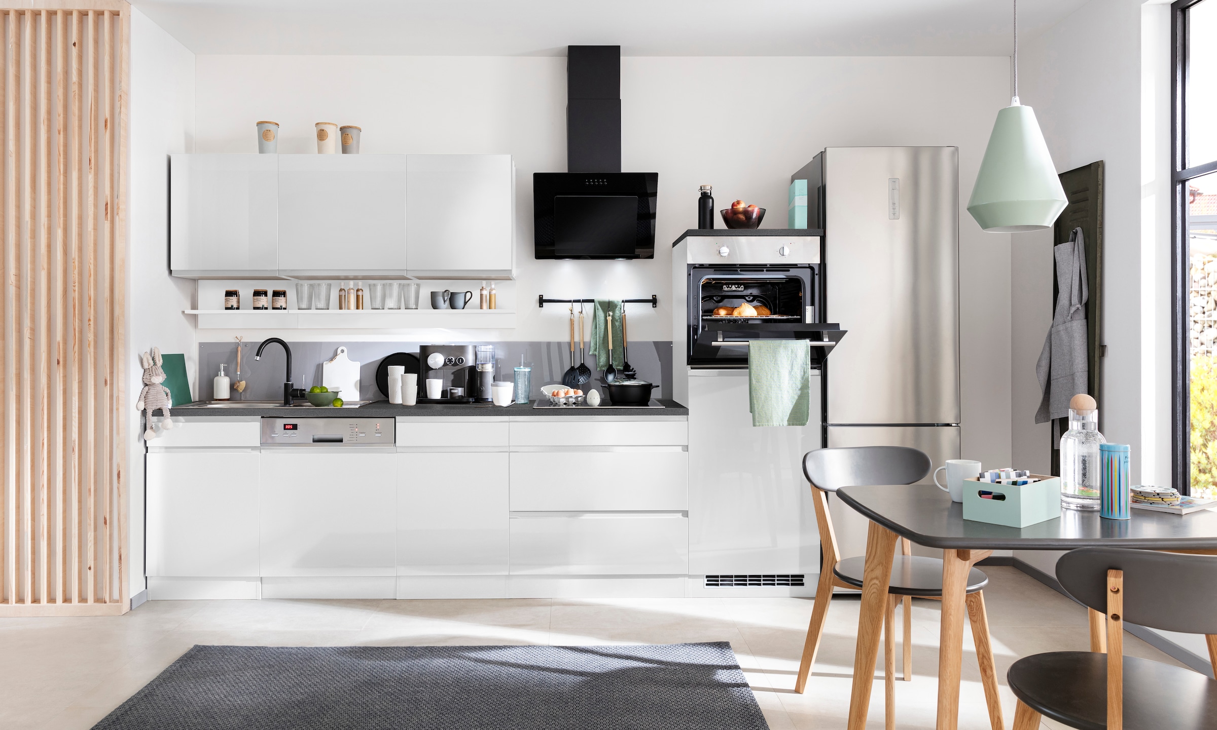 KOCHSTATION Küchenzeile »KS-Virginia,neu in verbesserter Ausführung« Arbeitsplatte 38 mm stark, Stauraum, Softclose,  Breite 300 cm, Soft-Close, wahlweise mit E-Geräten