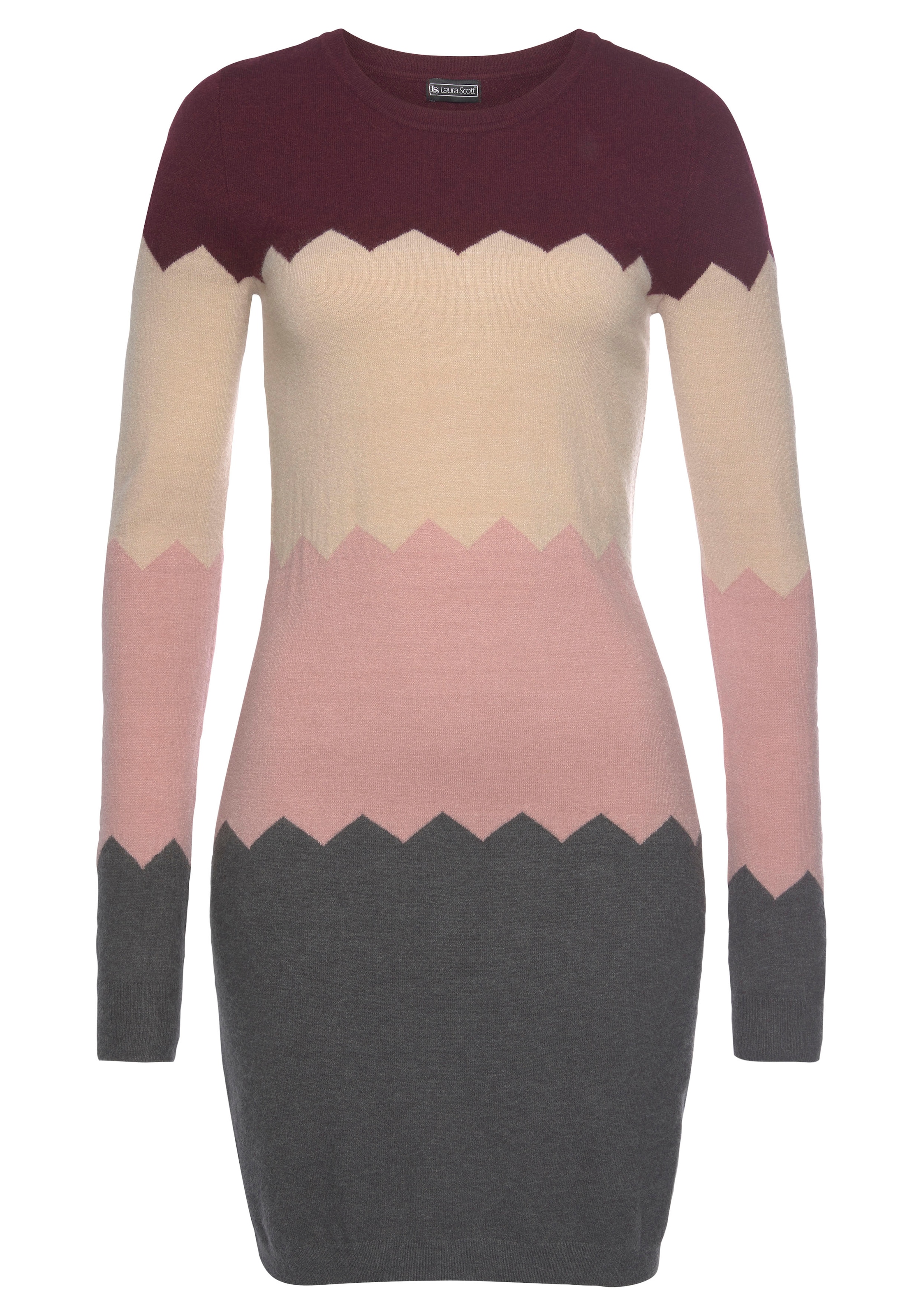 Laura Scott Strickkleid, kurzes Kleid, figurbetont, aus Strickstoff, langärmlig