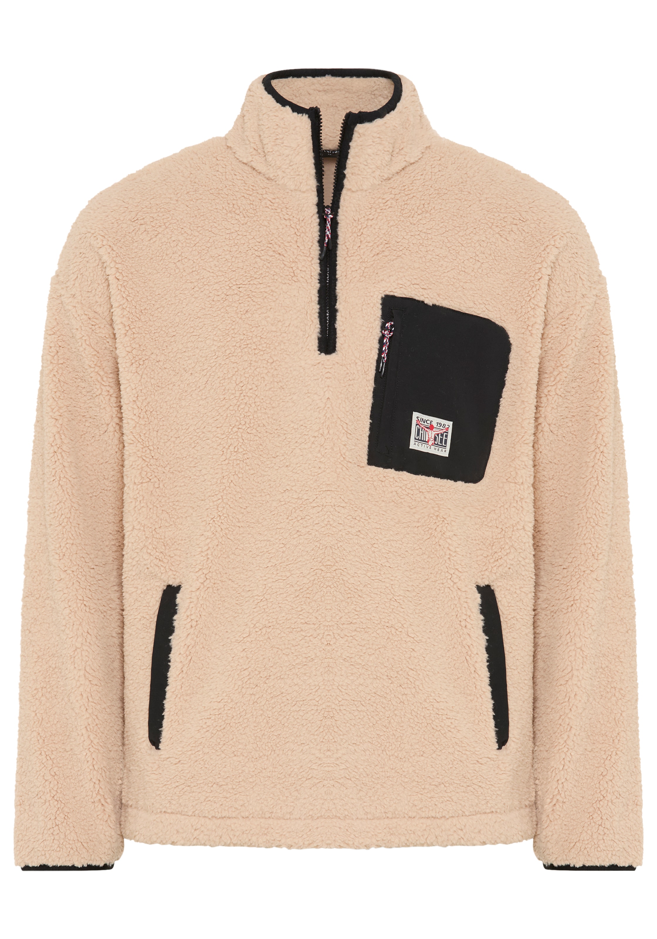 Chiemsee Pull en maille polaire »Teddyfleecepullover« aus Strickfleece, hoch geschlossener Ausschnitt, sportlicher Stil